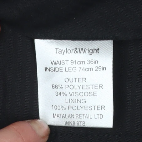 Taylor & Wright Men's Black 36S Formal Dress Trousers - Image 4
