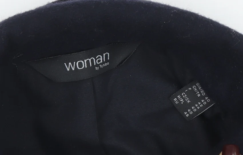 Tchibo Women Black Wool Blend Pea Coat Size 12 Classic Work Jacket - Image 4