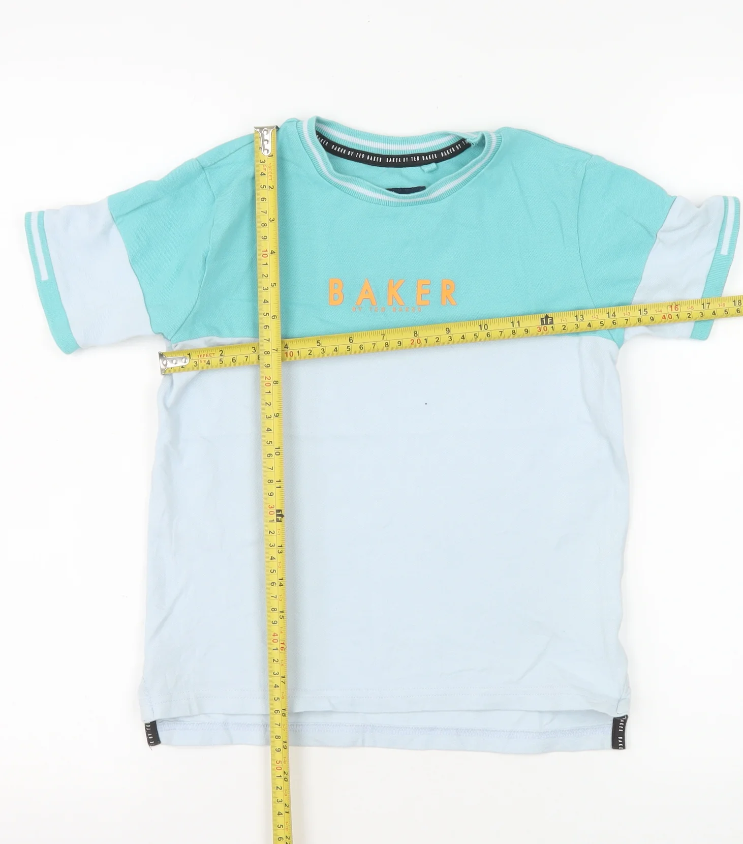 Ted Baker Boys Blue Colourblock Logo T-Shirt 8 Years Short Sleeve - Image 2