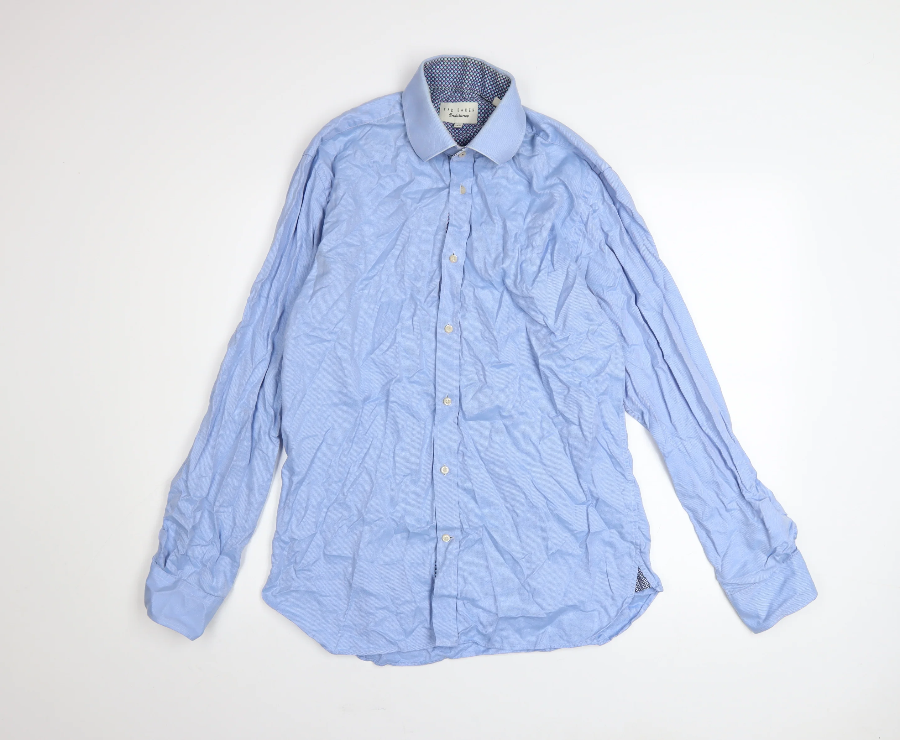 Ted Baker Men’s Blue Cotton Long Sleeve Button-Up Shirt Size 15.5