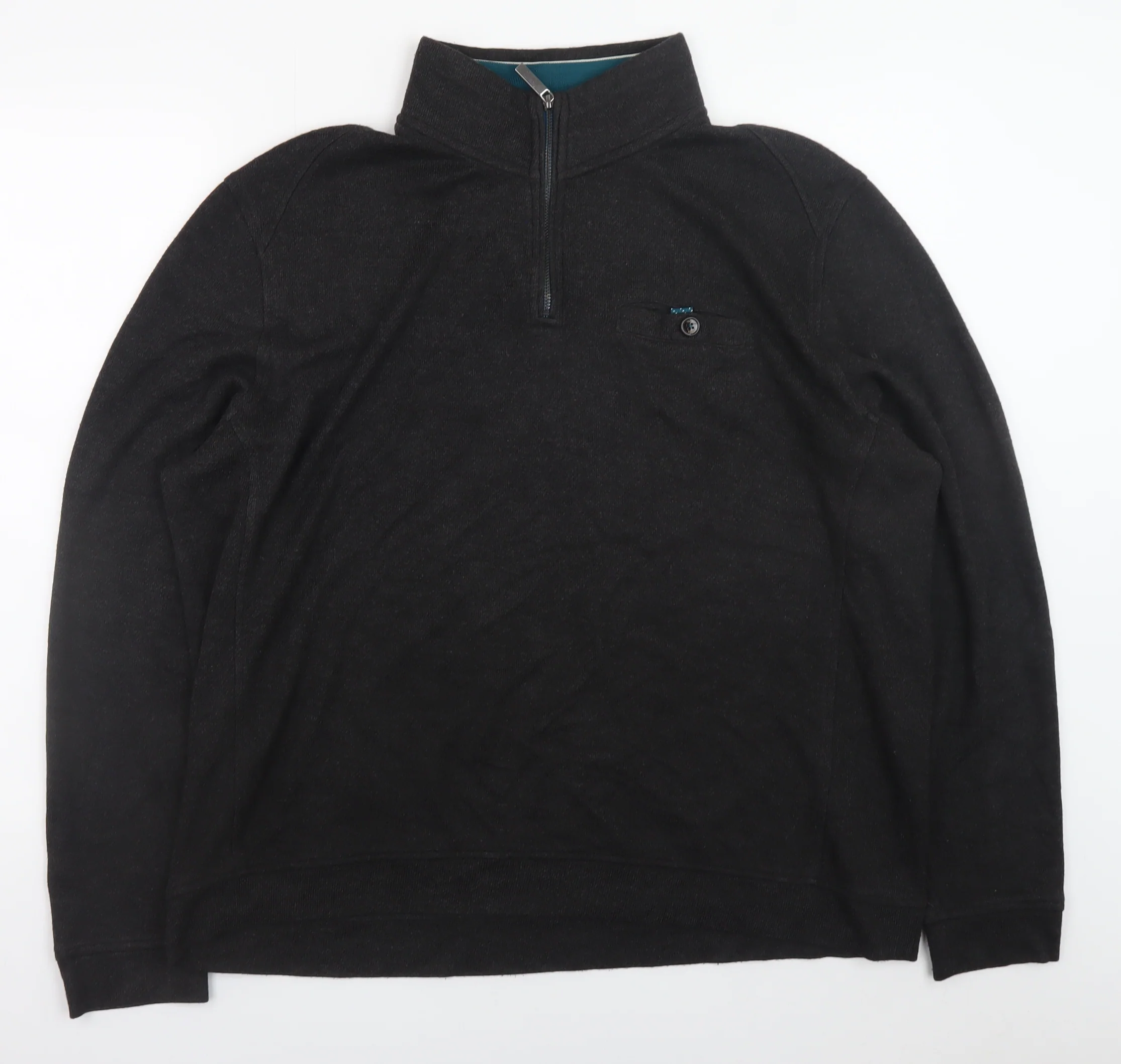 Ted Baker Mens Black 7XL 1/2 Zip Wool Blend Jumper - Image 2