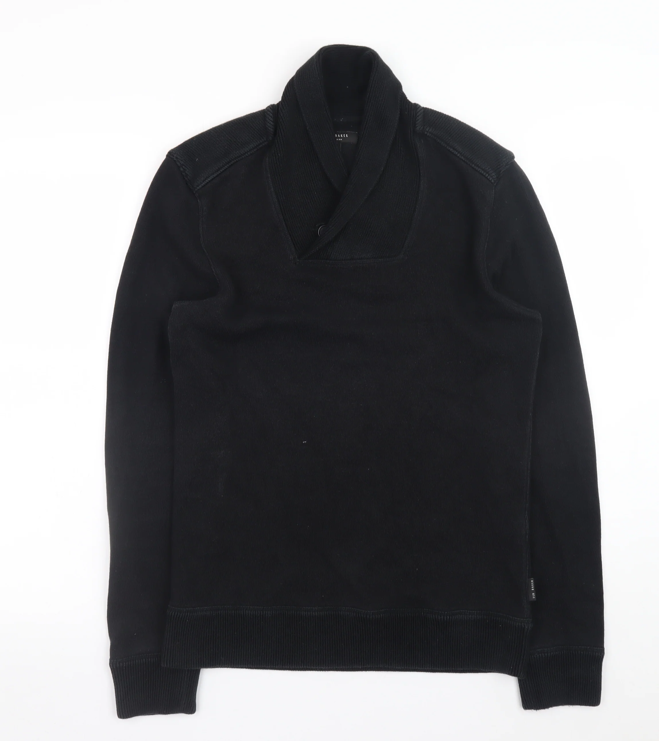 Ted Baker Men's Black Shawl Collar Cotton Blend Jumper Size M
