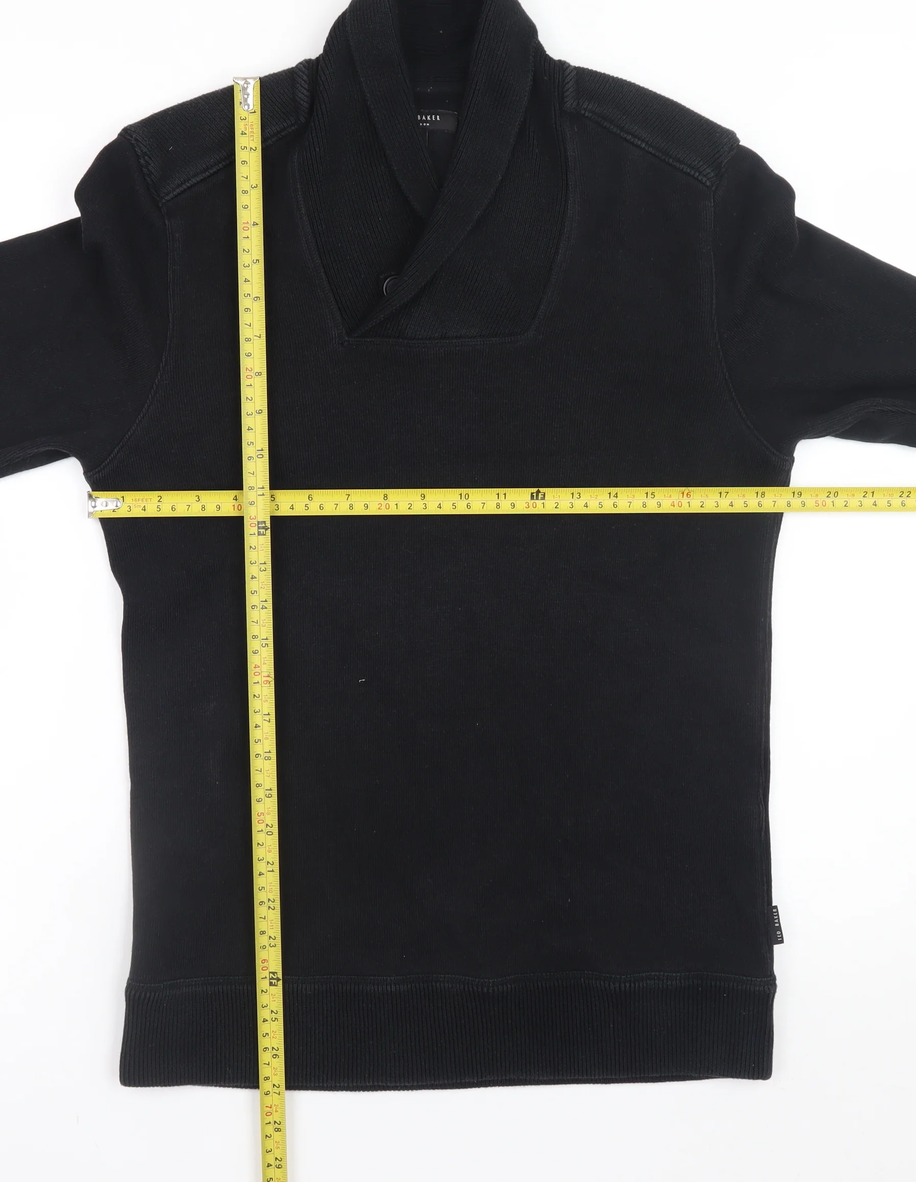 Ted Baker Men's Black Shawl Collar Cotton Blend Jumper Size M - Image 2