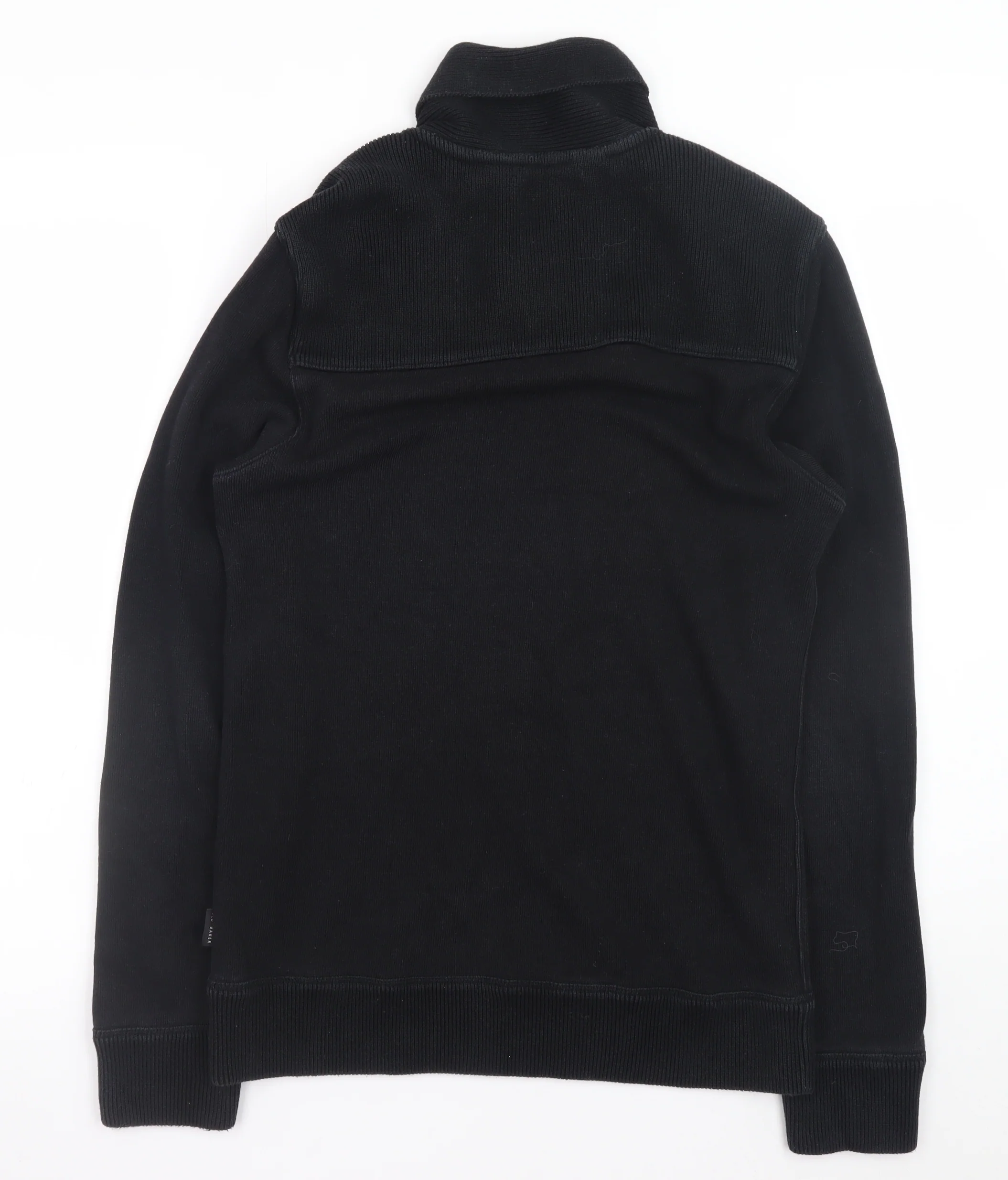 Ted Baker Men's Black Shawl Collar Cotton Blend Jumper Size M - Image 3