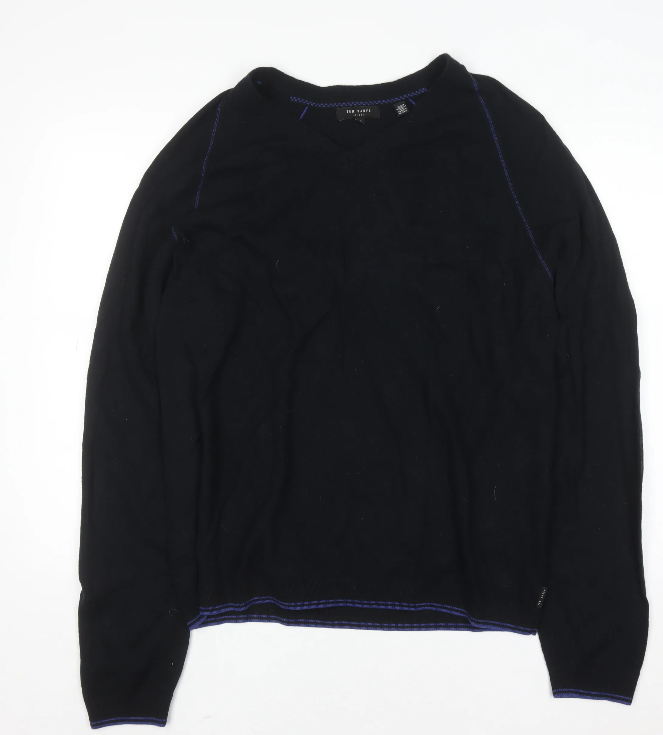 Ted Baker Men's Black Wool Blend V-Neck Pullover Jumper 4XL