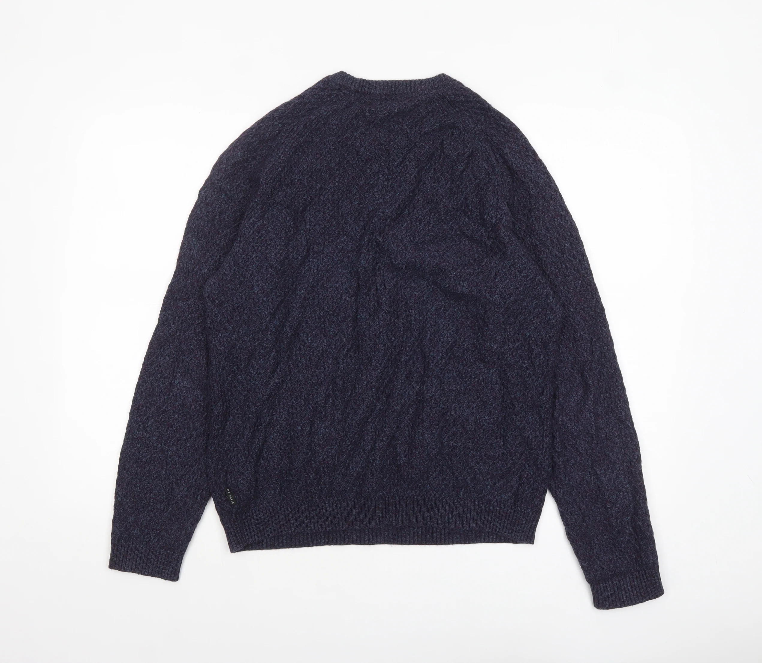Ted Baker Men's Blue Crew Neck Wool Blend Cable-Knit Jumper M - Image 3