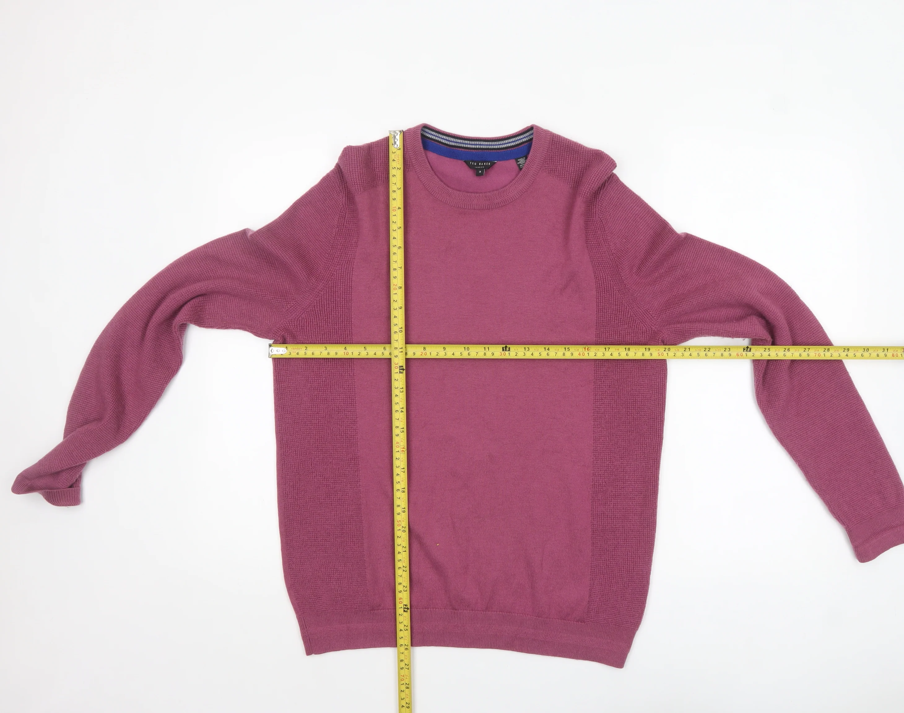 Ted Baker Men's Purple Crew Neck Wool Blend Jumper Size M - Image 2