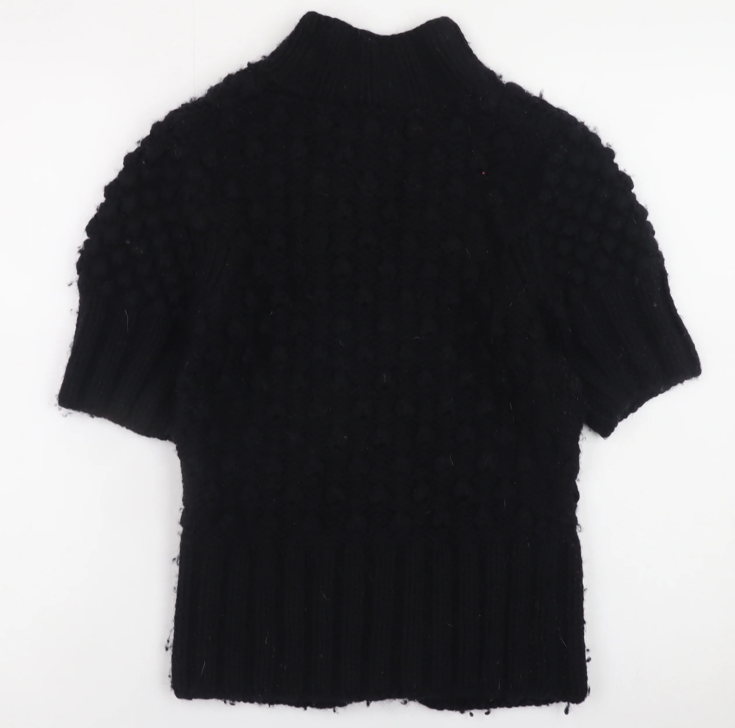 Ted Baker Women Black Wool Short Sleeve Mock Neck Jumper Size 10 - Image 3