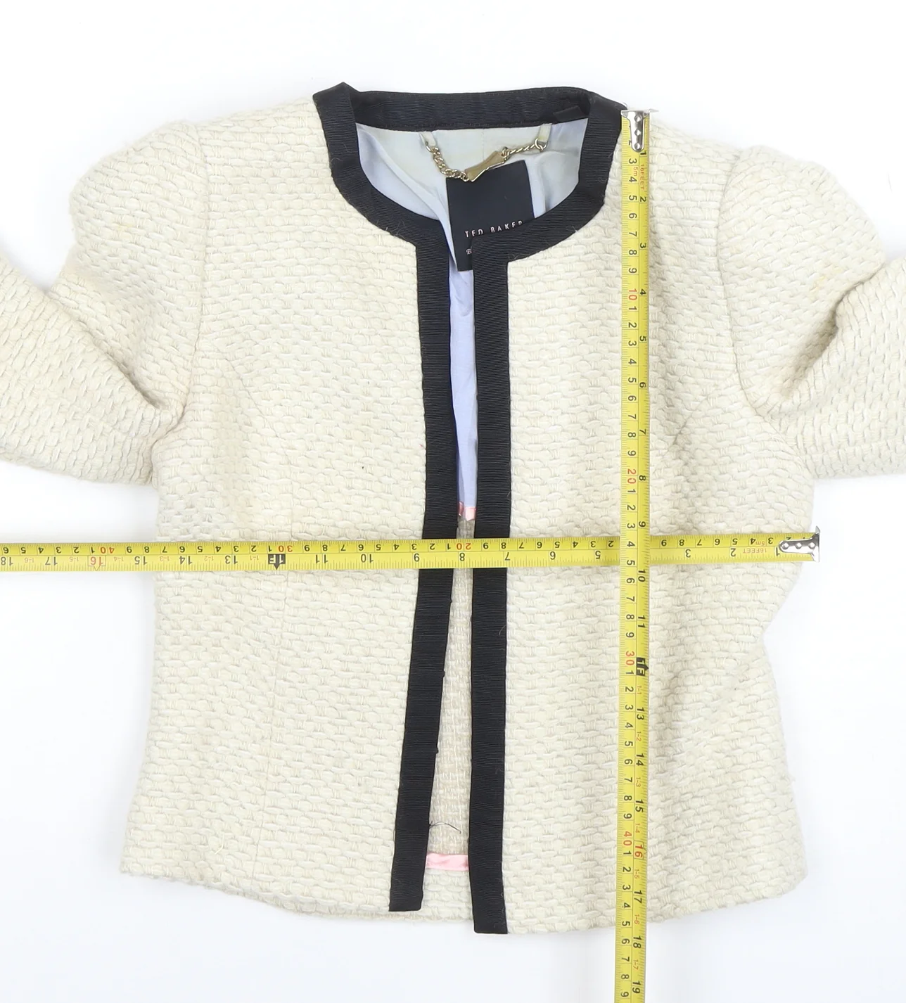 Ted Baker Women’s Ivory Woven Blazer Size 6 Classic Tailored Jacket - Image 2