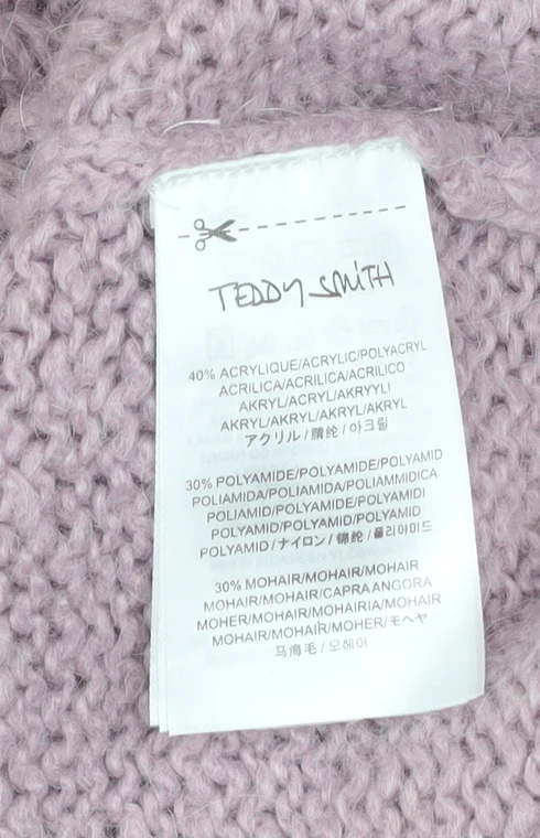 Teddy Smith Women’s Purple Mohair Blend V-Neck Chunky Knit Jumper XS - Image 6