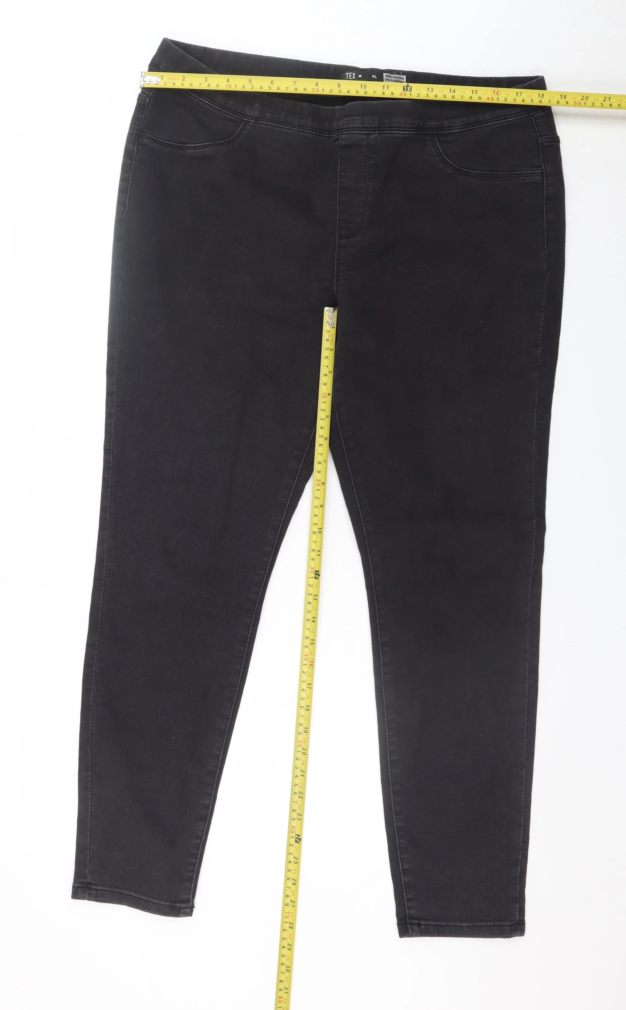 TEX Womens Black Jegging Jeans XL Slim Fit Stretch Denim - Image 2