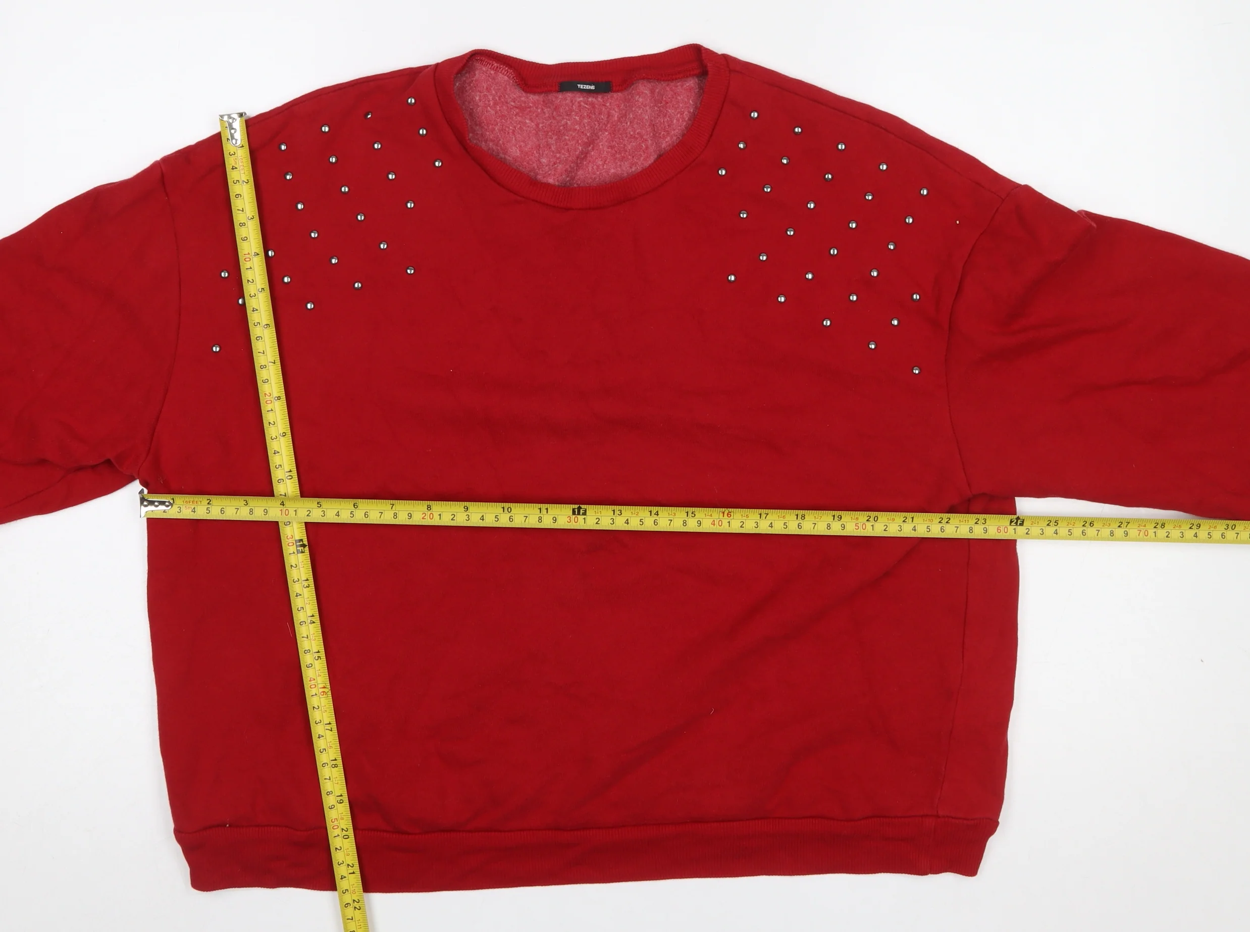 Tezenis Womens Red Studded Pullover Sweatshirt Size L - Image 2