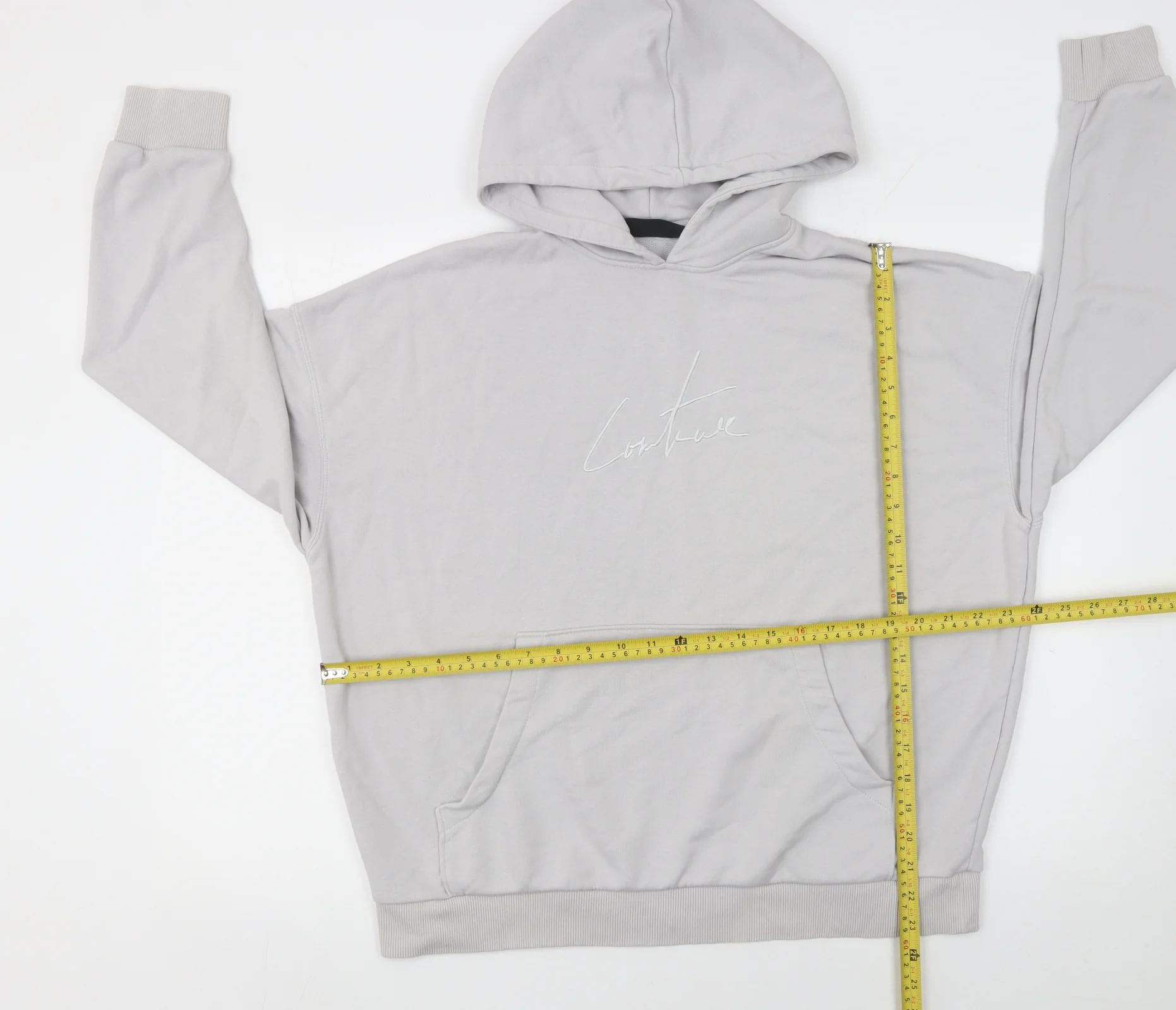 The Couture Club Women's Grey Hooded Pullover Sweatshirt Size S - Image 2