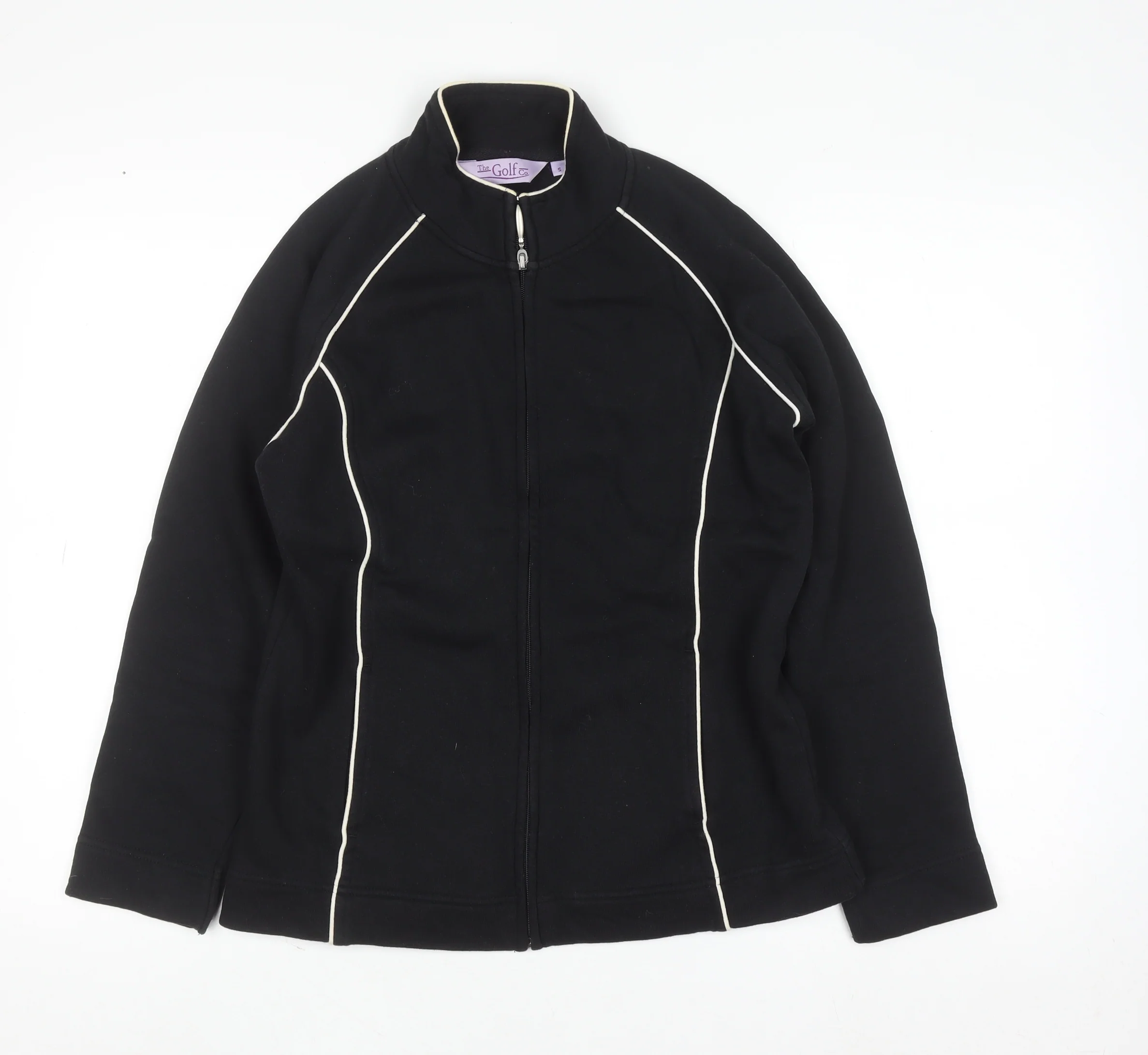 The Golf Co Women Black Small Full Zip Sweatshirt Cotton Blend
