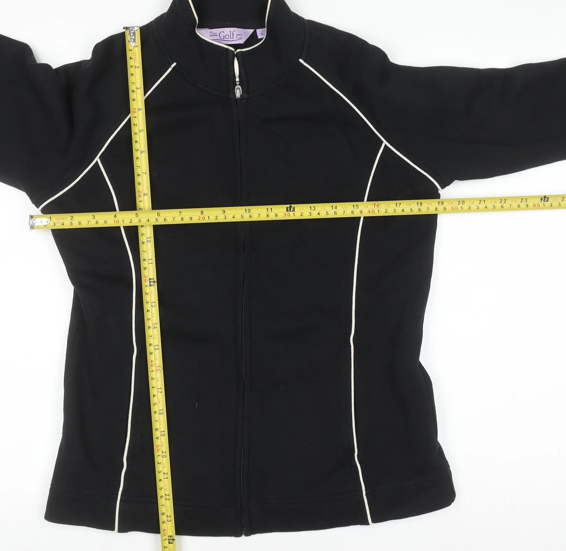 The Golf Co Women Black Small Full Zip Sweatshirt Cotton Blend - Image 2