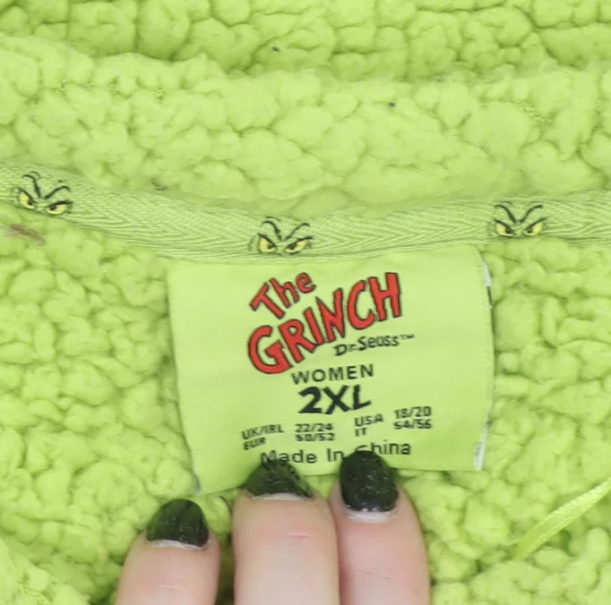 The Grinch Womens Green Fleece Pyjama Top 2XL Plus Size Winter - Image 5
