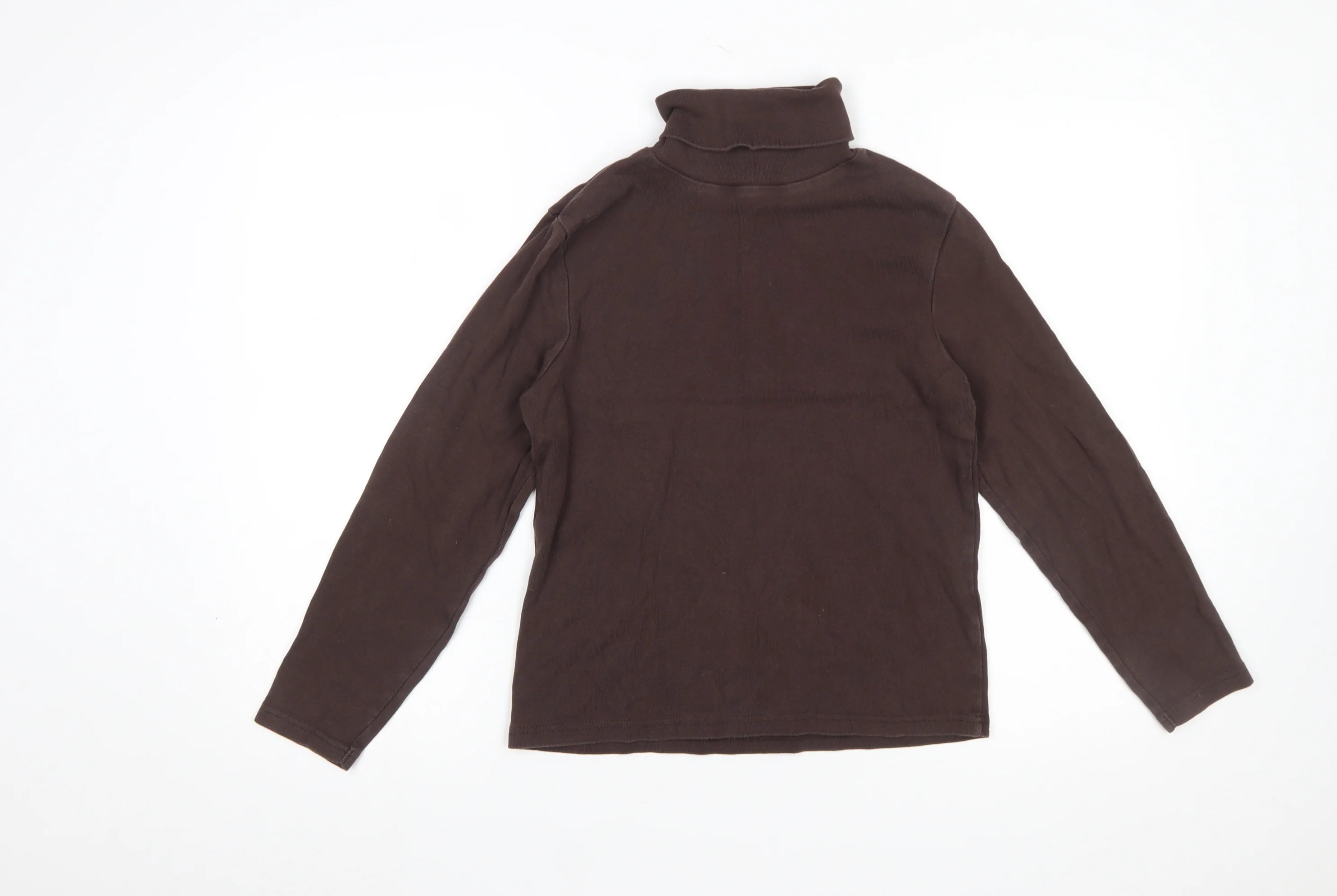 The House of Bruar Women’s Brown Roll Neck Long Sleeve Cotton Top Size 14