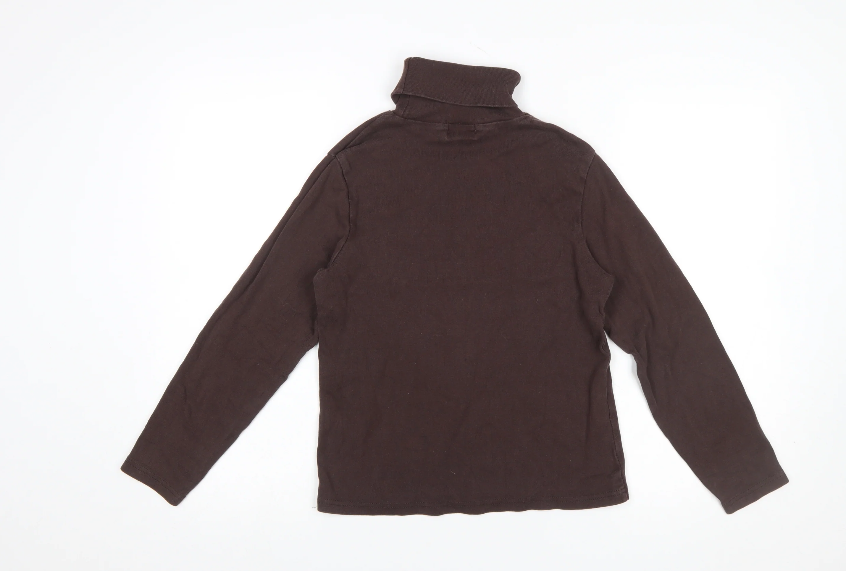 The House of Bruar Women’s Brown Roll Neck Long Sleeve Cotton Top Size 14 - Image 3