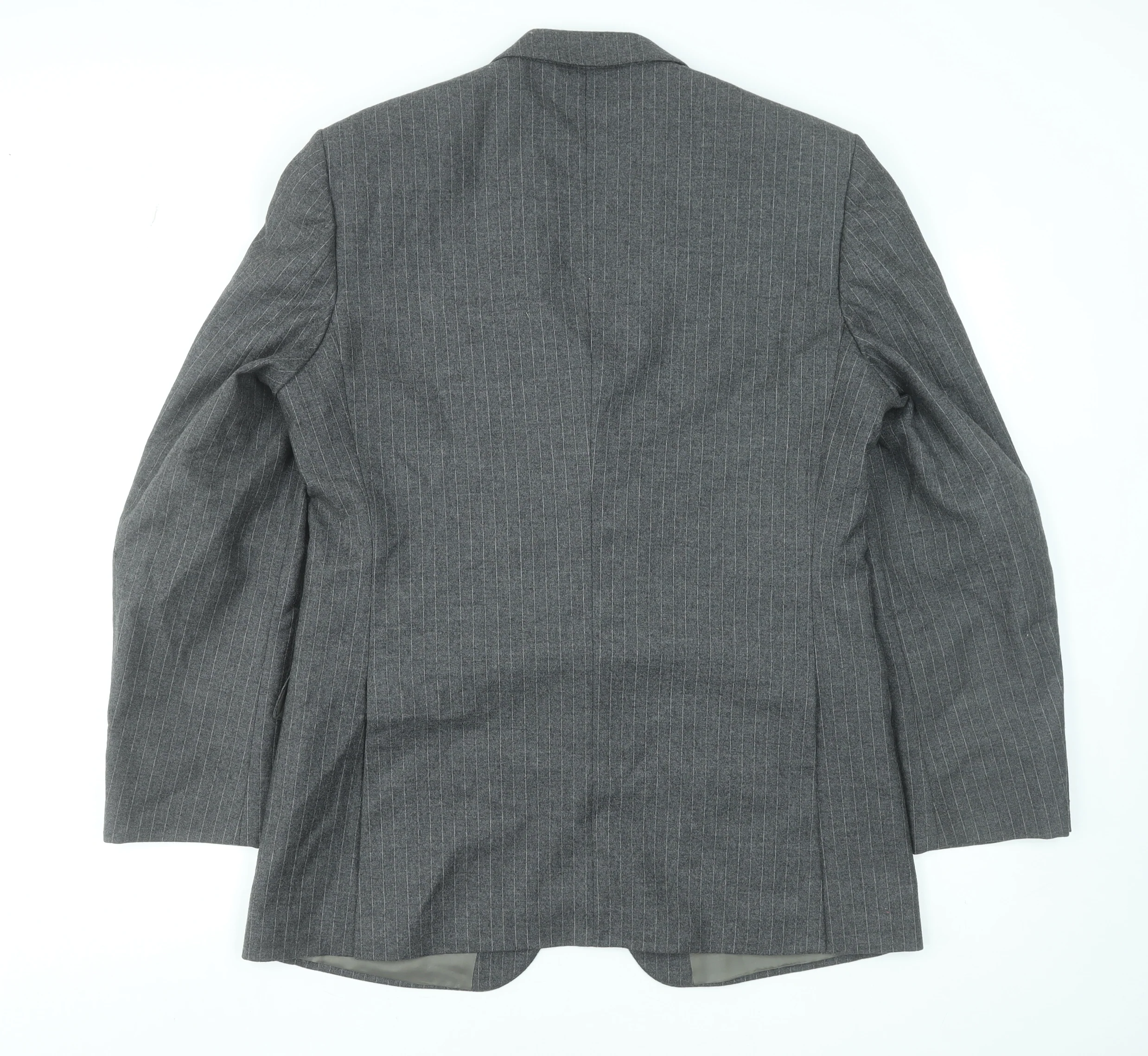 The Label Men's Grey Wool Pinstripe Blazer Jacket 42R Classic Fit - Image 3