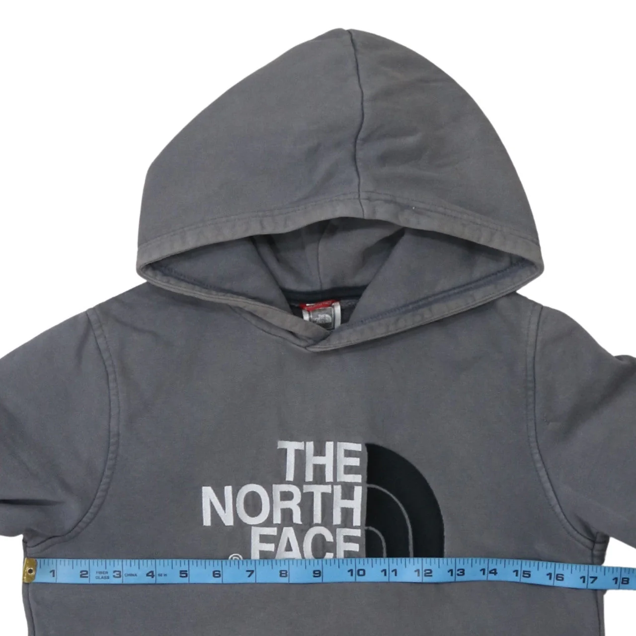The North Face Boys Grey XL Pullover Hoodie Cotton Logo Print Casual - Image 2