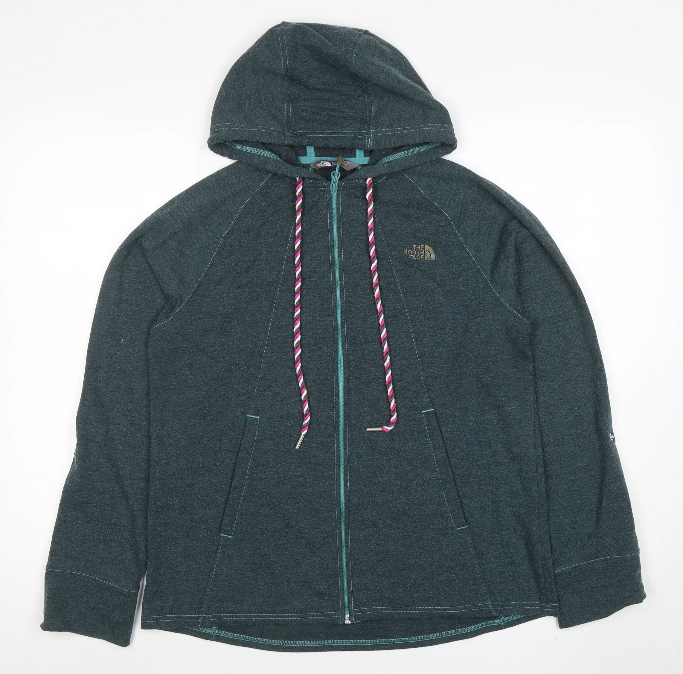 The North Face Womens Blue Full Zip Hoodie Size M Hooded Fleece