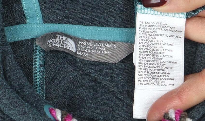 The North Face Womens Blue Full Zip Hoodie Size M Hooded Fleece - Image 4