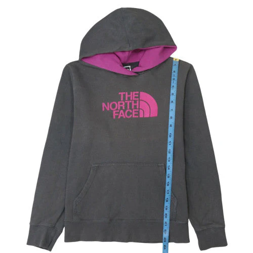 The North Face Womens Grey Pink Pullover Hoodie Size M Cotton Fleece - Image 3