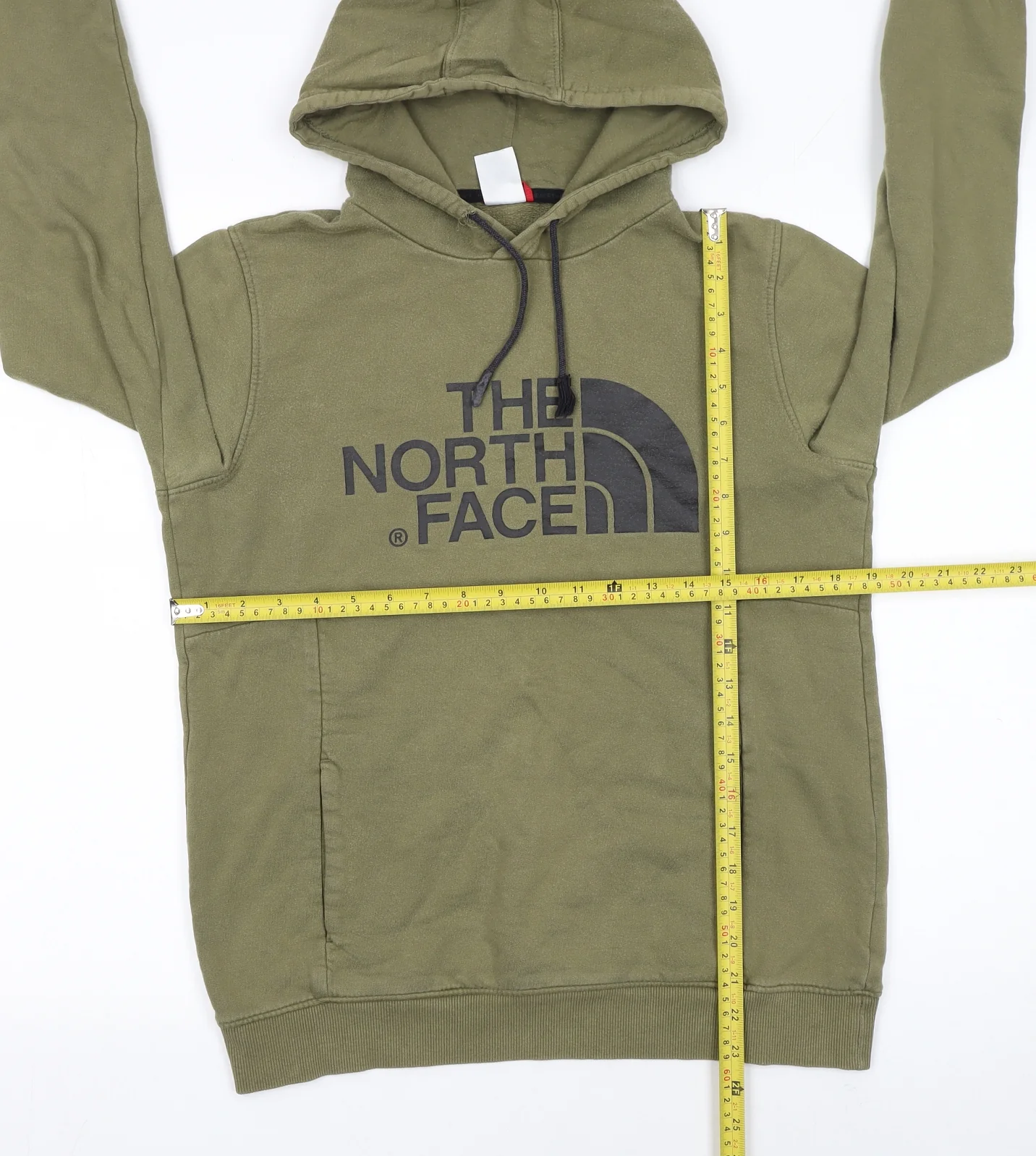 The North Face Womens Khaki Pullover Hoodie Small Cotton Logo Casual - Image 2