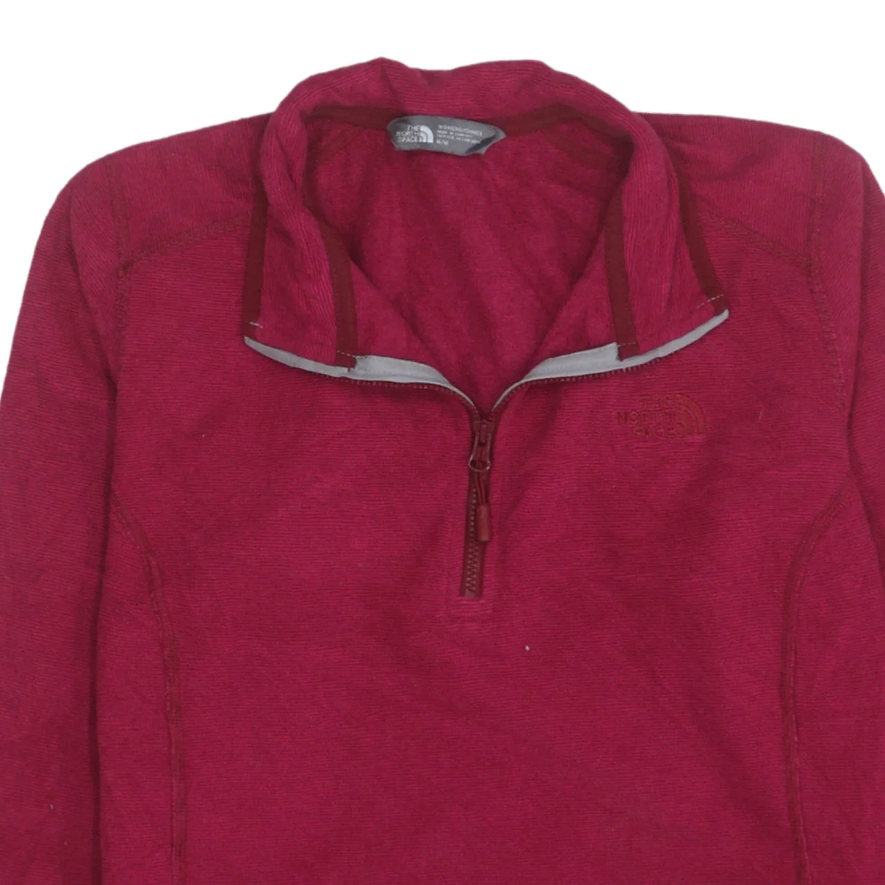 The North Face Women's Red Fleece 1/4 Zip Pullover Jacket Size M - Image 7