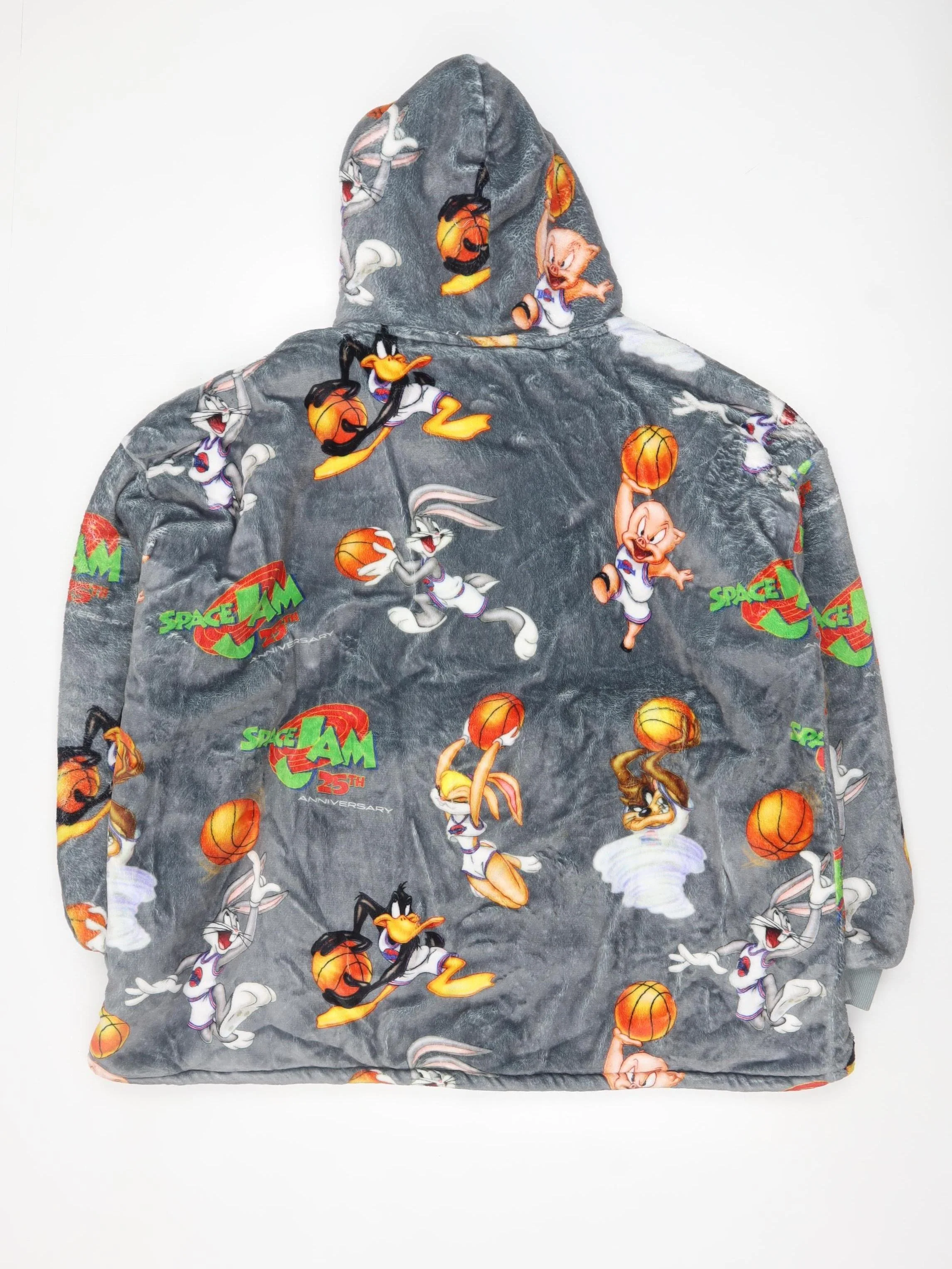 The Oodie Boys Grey Space Jam 25th Anniversary Hooded Fleece Robe 4-13 Years - Image 3