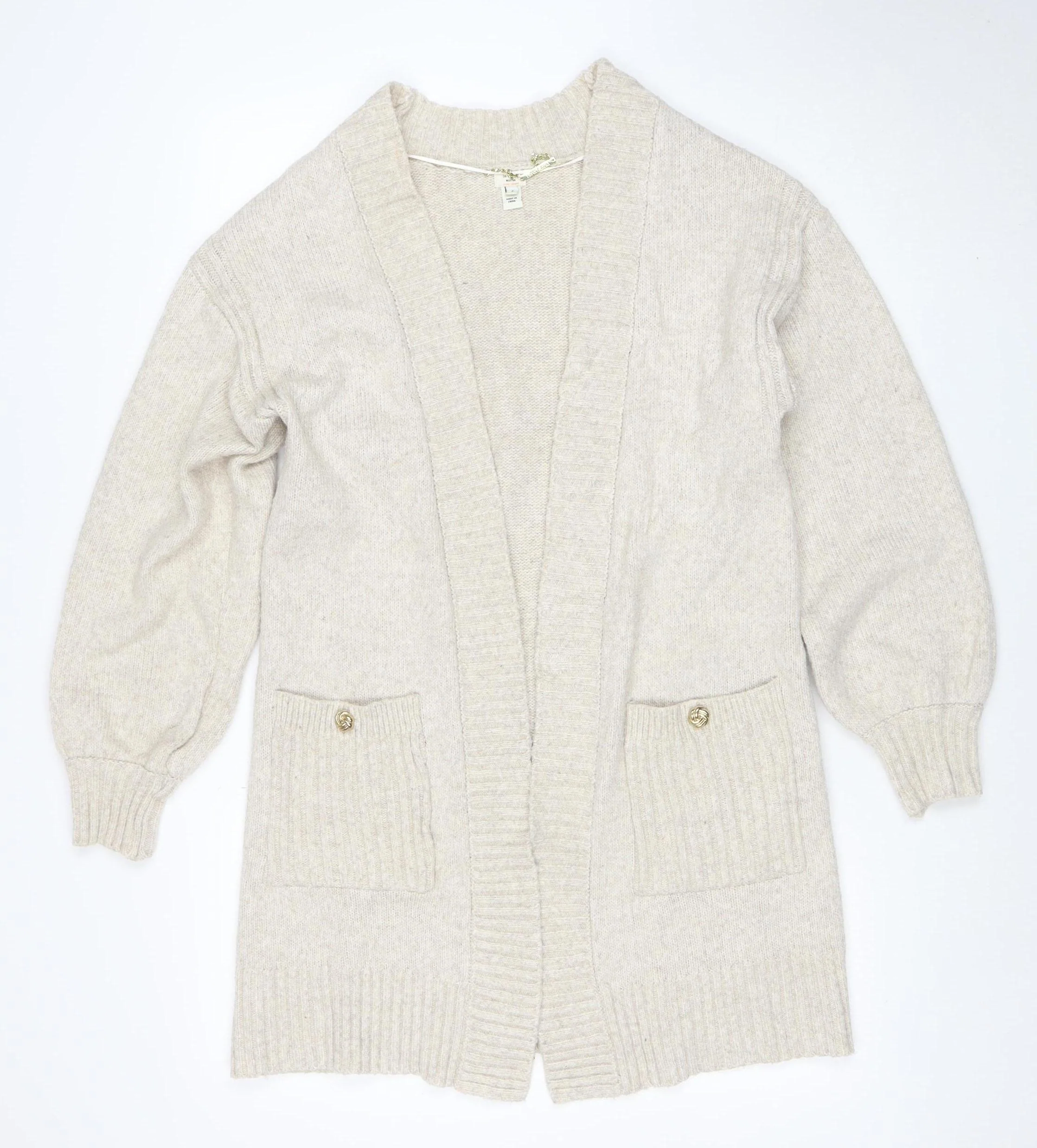 The Other World Women’s Beige Wool Blend Long Sleeve Cardigan S