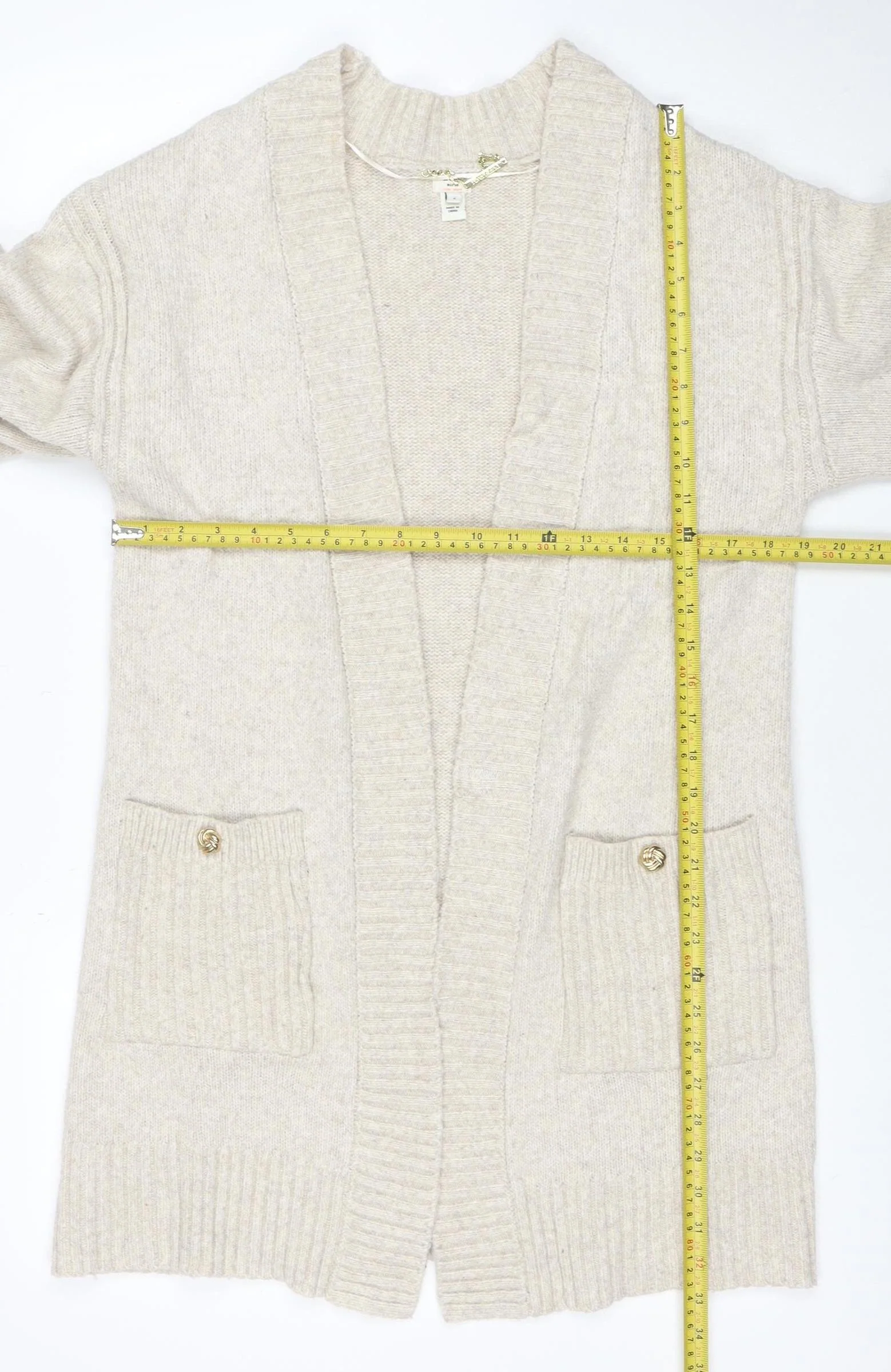 The Other World Women’s Beige Wool Blend Long Sleeve Cardigan S - Image 2