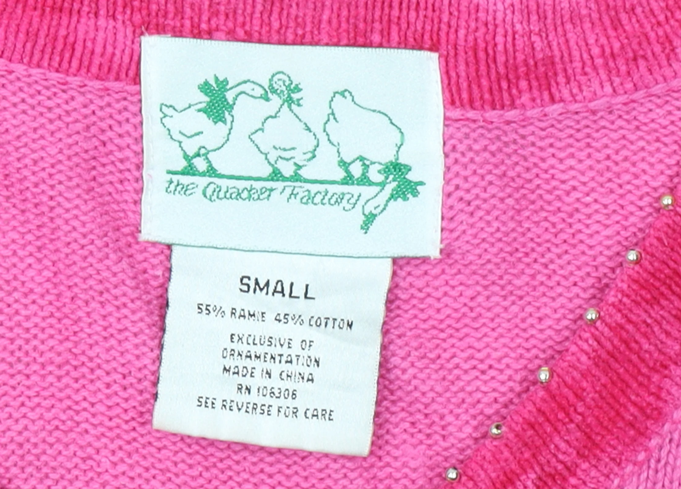 The Quacker Factory Womens Pink Sequin Snowman V-Neck Jumper Small - Image 4