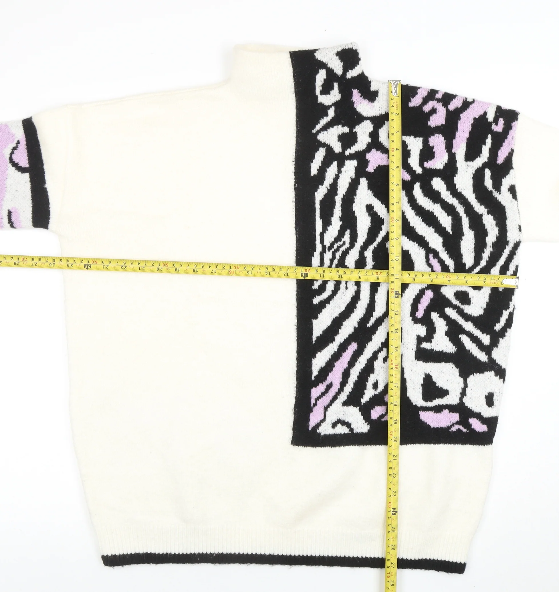 The Stevens Womens Ivory Zebra Animal Print Pullover Jumper Size 12 - Image 2