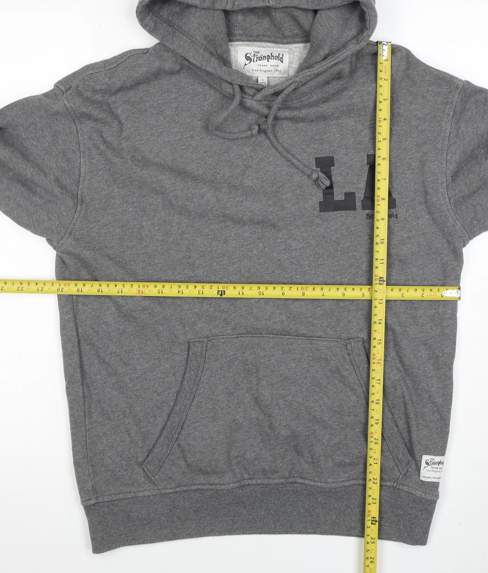 The Stronghold Men’s Grey Pullover Hoodie S Graphic LA Logo - Image 2