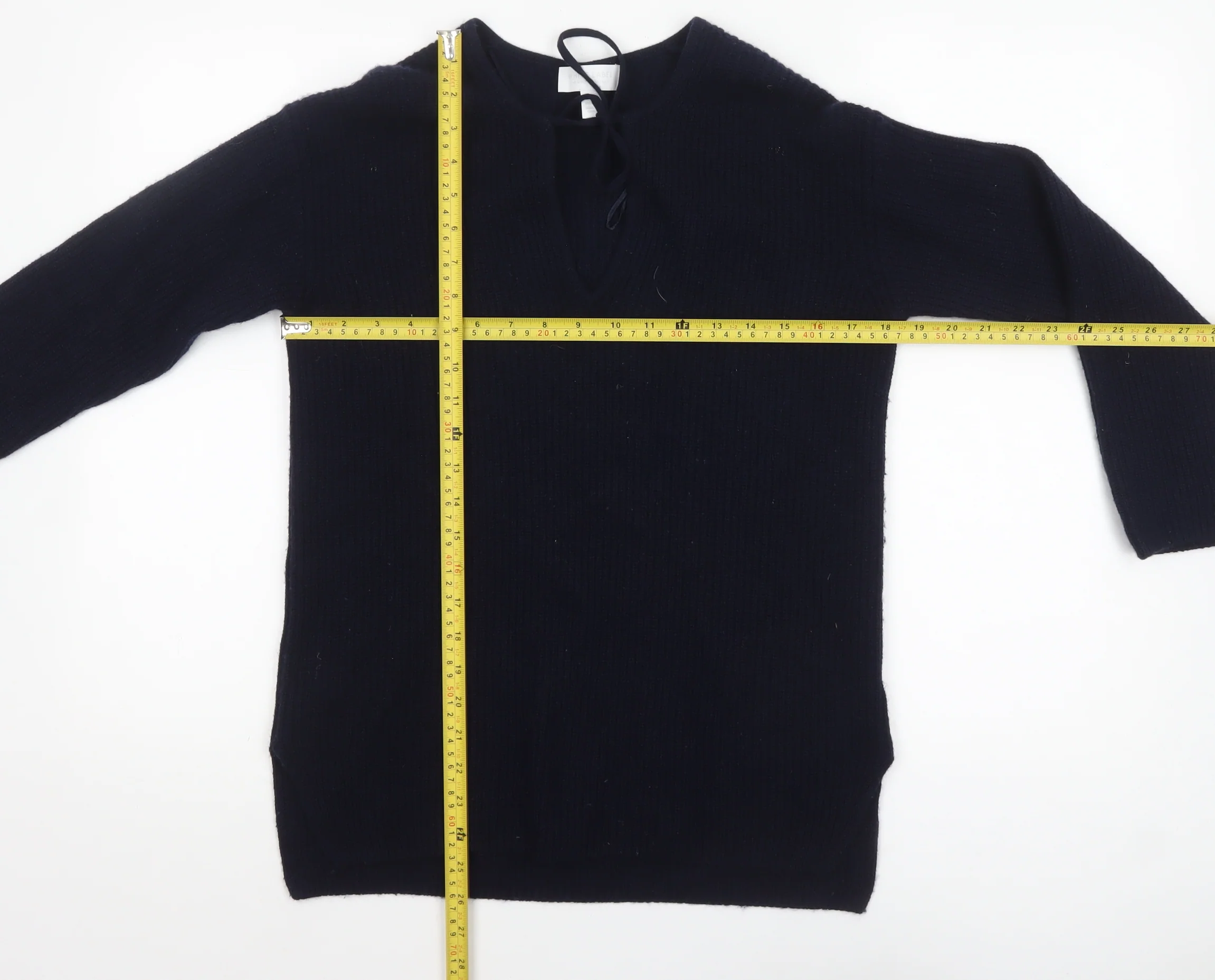 The White Company Women’s Black Wool Blend V-Neck Jumper XS - Image 2