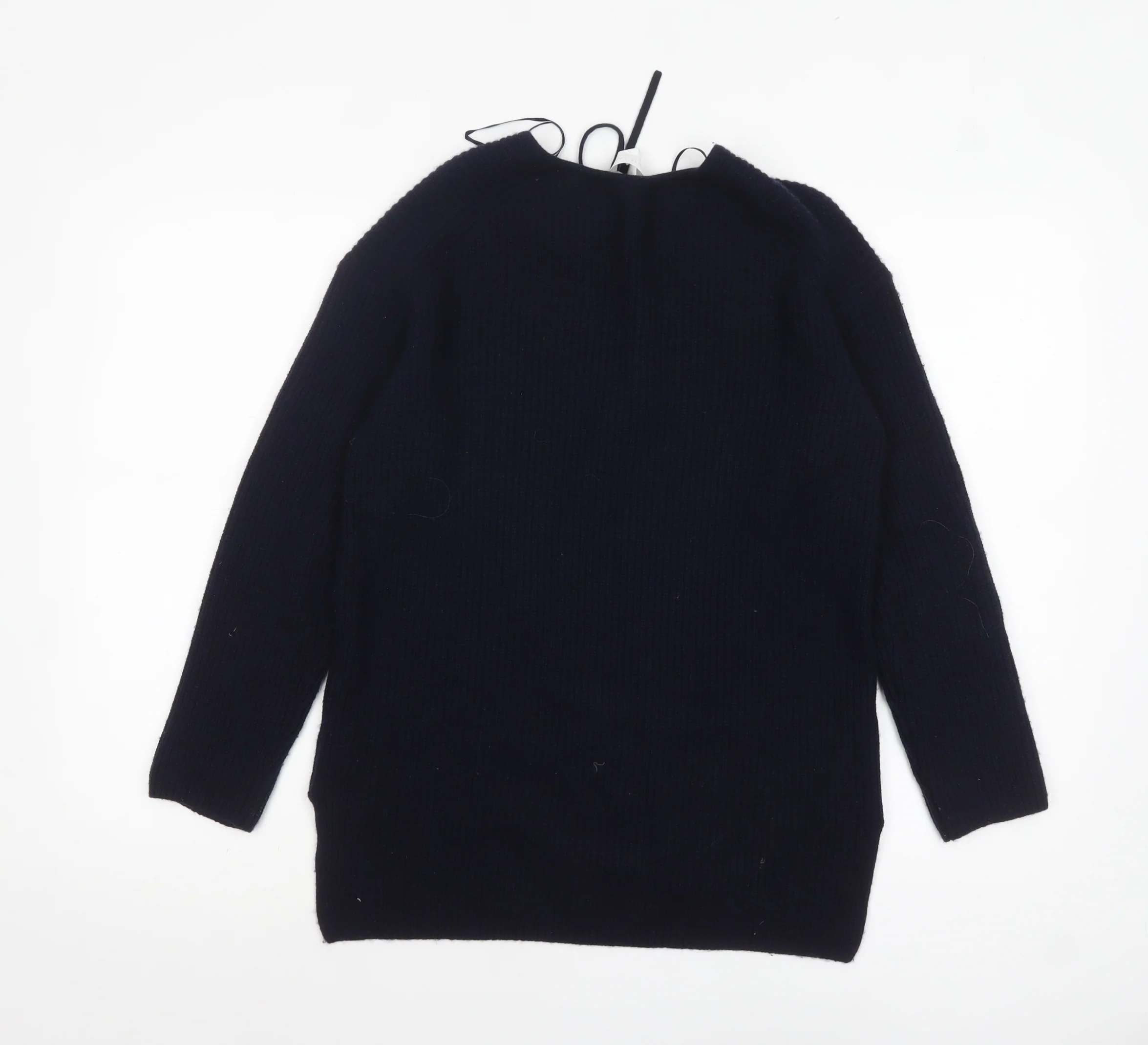 The White Company Women’s Black Wool Blend V-Neck Jumper XS - Image 3