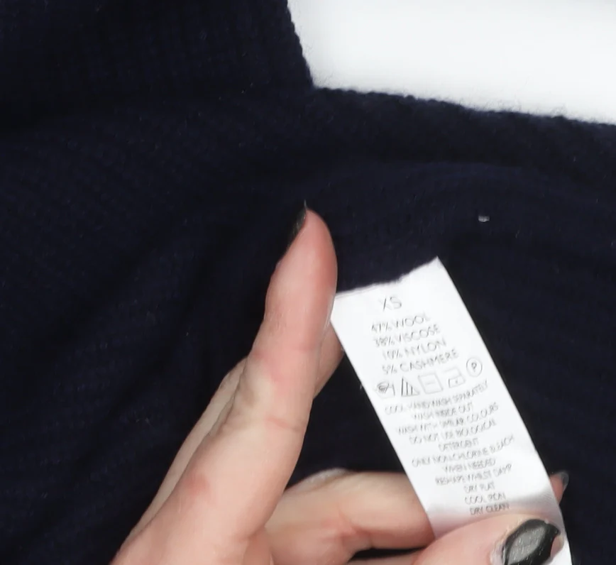 The White Company Women’s Black Wool Blend V-Neck Jumper XS - Image 4