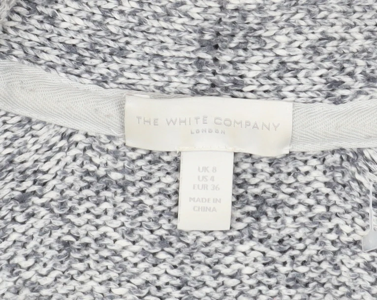 The White Company Women’s Grey Cotton Knit Cardigan UK 8 Long Sleeve Open Front - Image 4