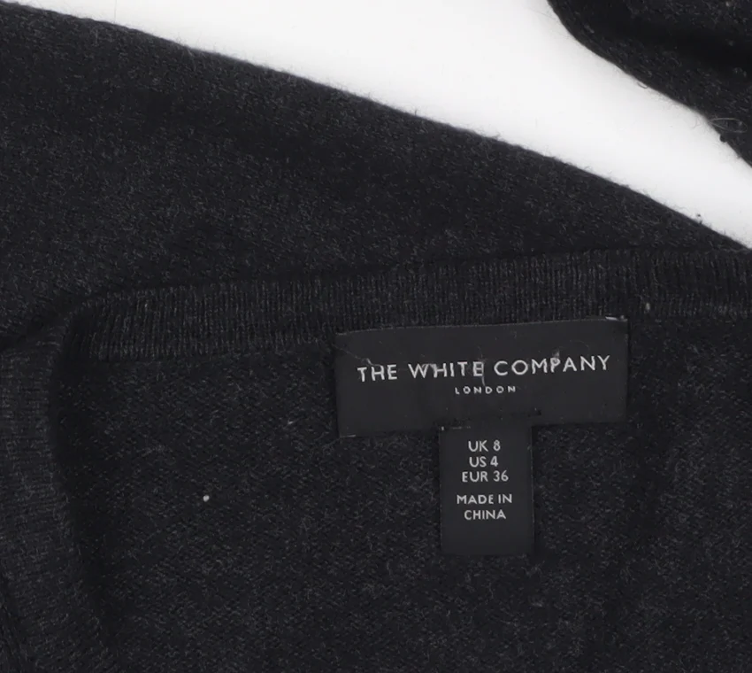The White Company Women's Black V-Neck Cardigan Size 8 - Image 5