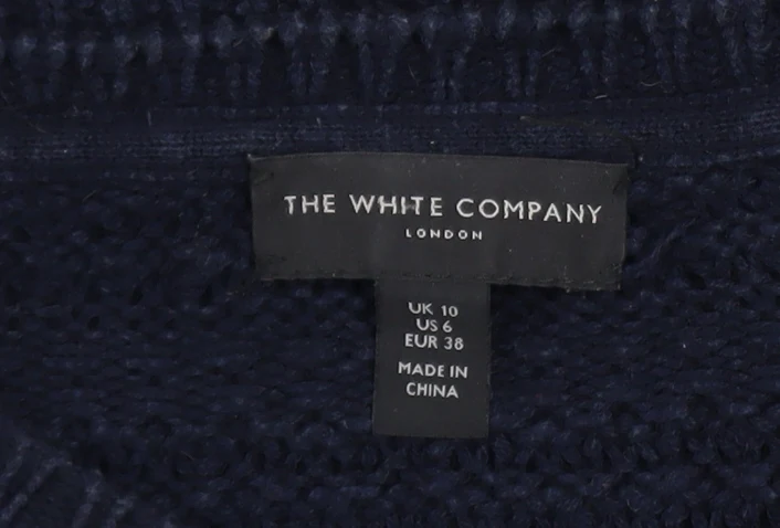 The White Company Women's Blue Wool Chunky Knit Jumper Size 10 - Image 4