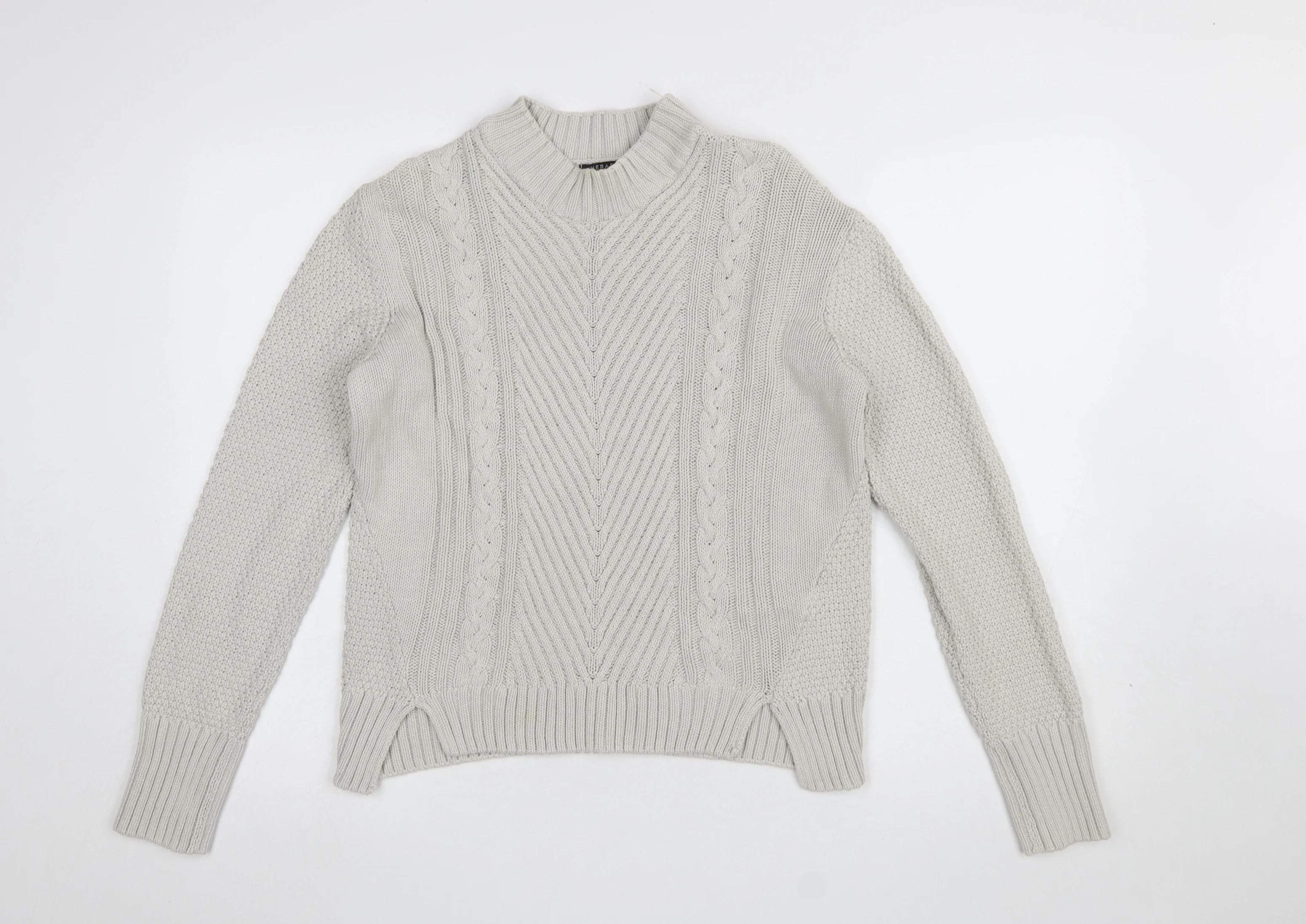 Therapy Women Ivory Cable Knit Mock Neck Cotton Jumper M