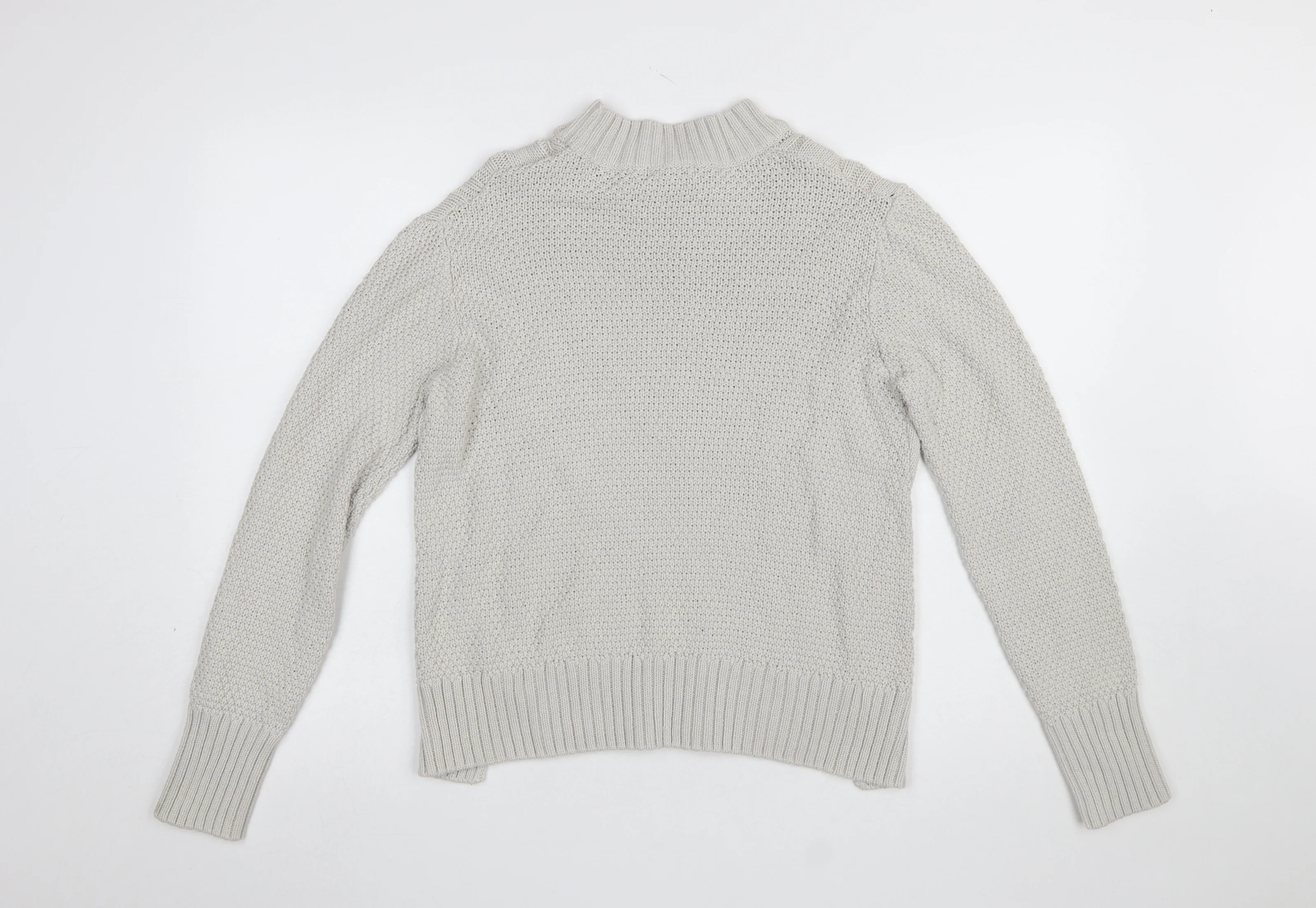 Therapy Women Ivory Cable Knit Mock Neck Cotton Jumper M - Image 3