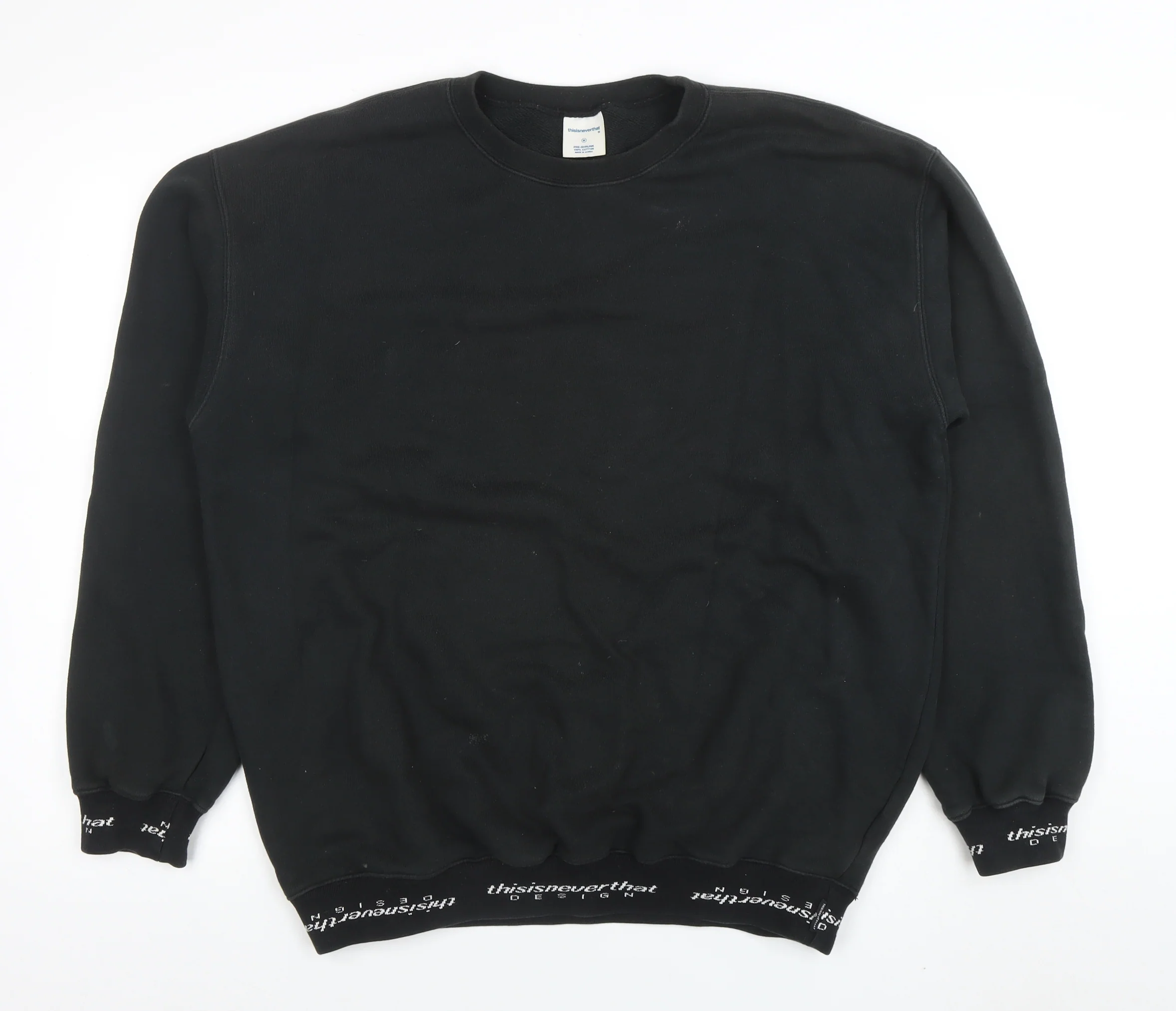 thisisneverthat Men's Black Cotton Pullover Sweatshirt M