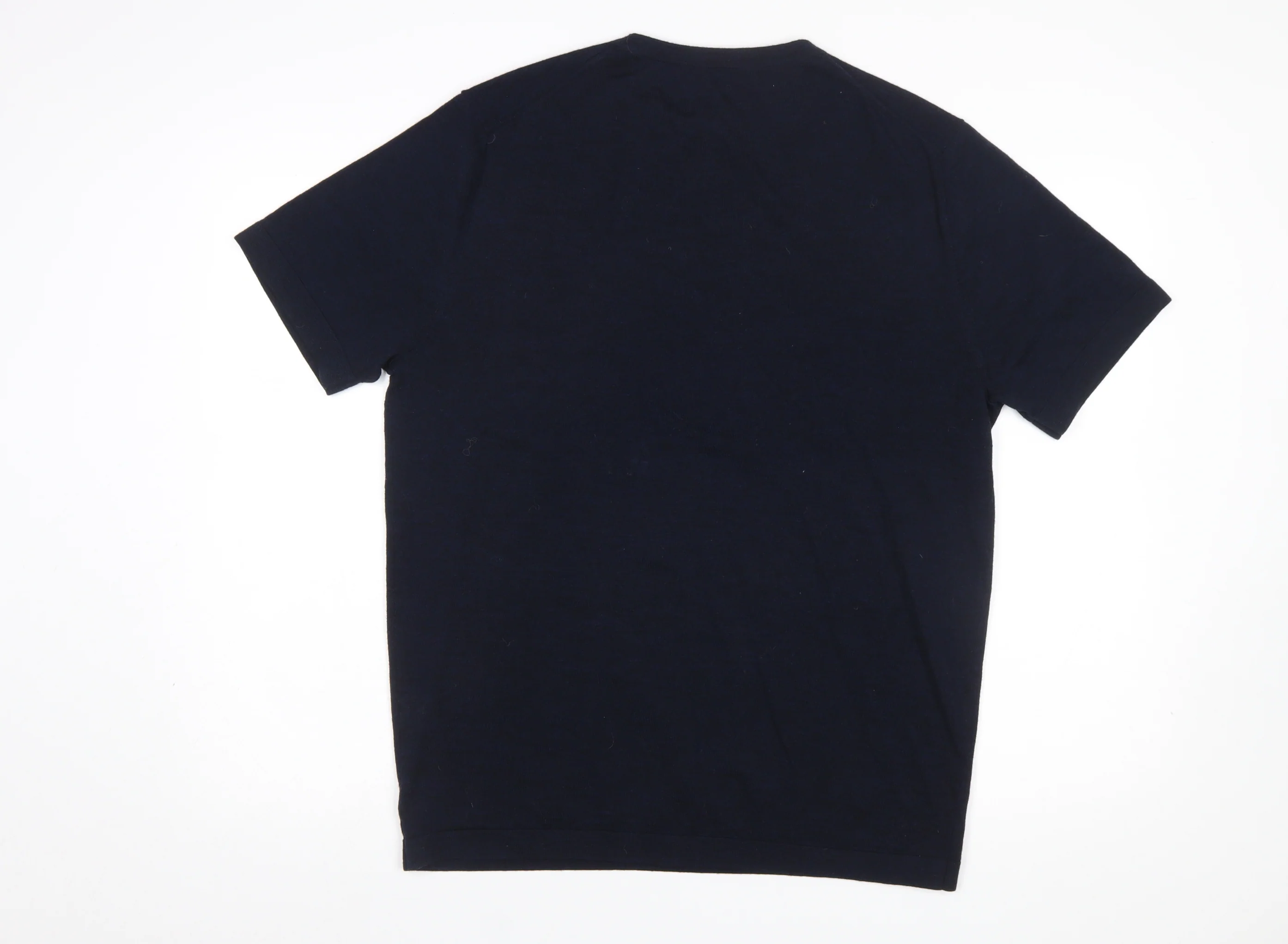 Thomas Maine Men's Blue Merino Wool Crew Neck Short Sleeve Jumper L - Image 3