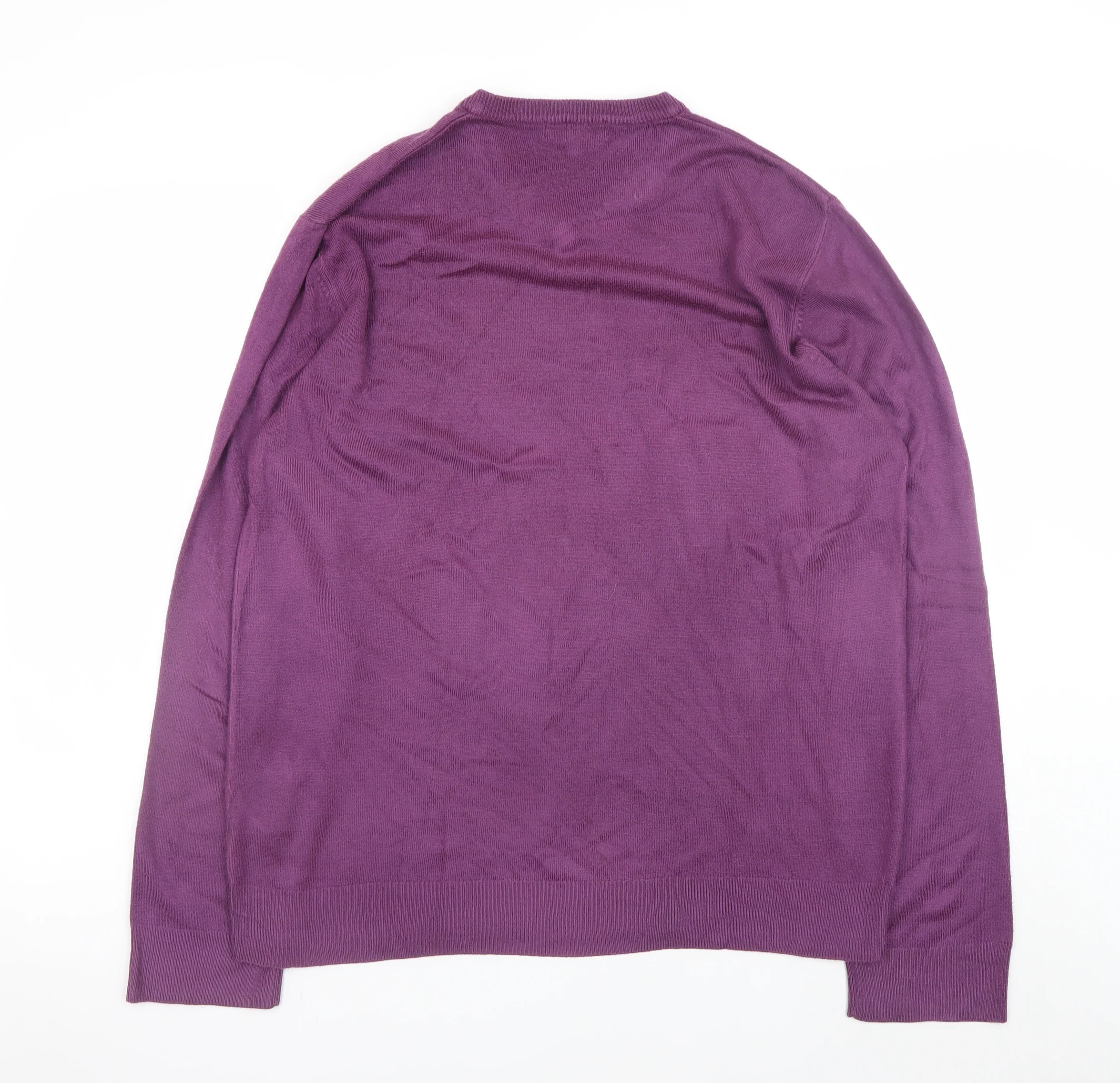Thomas Nash Men’s Purple V-Neck Acrylic Jumper Size L - Image 3
