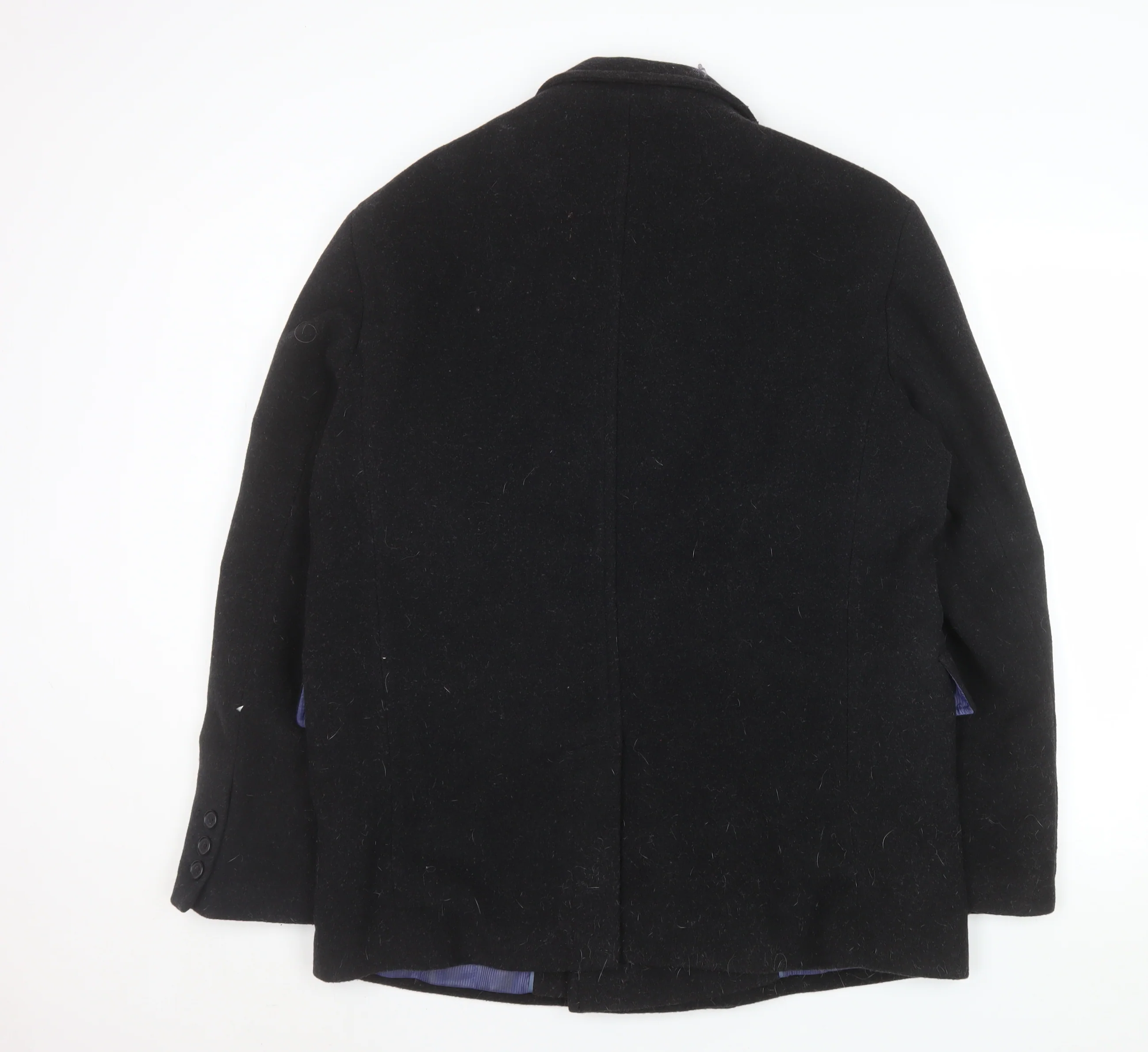 Thomas Nash Men's Black Wool Pea Coat L Classic Winter Jacket - Image 3
