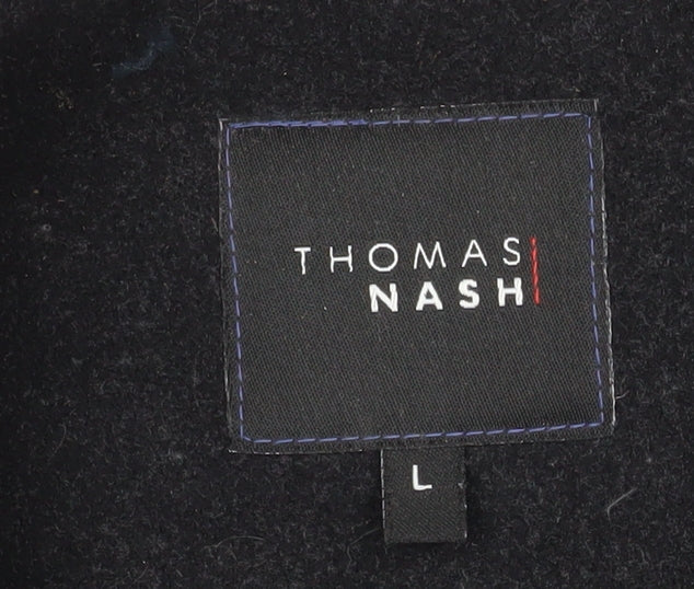 Thomas Nash Men's Black Wool Pea Coat L Classic Winter Jacket - Image 4