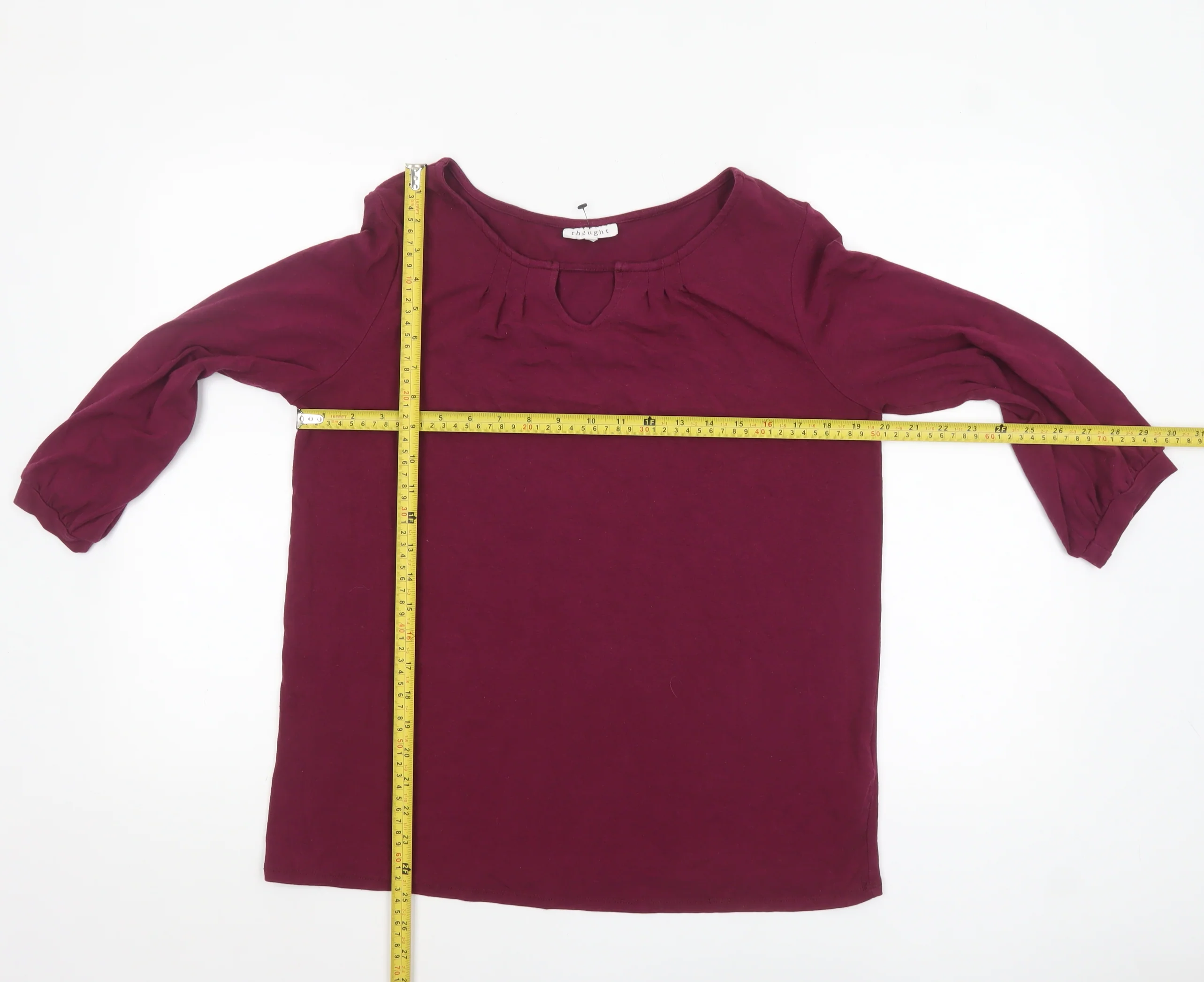 Thought Women’s Purple 3/4 Sleeve Tunic Blouse Size 12 - Image 2
