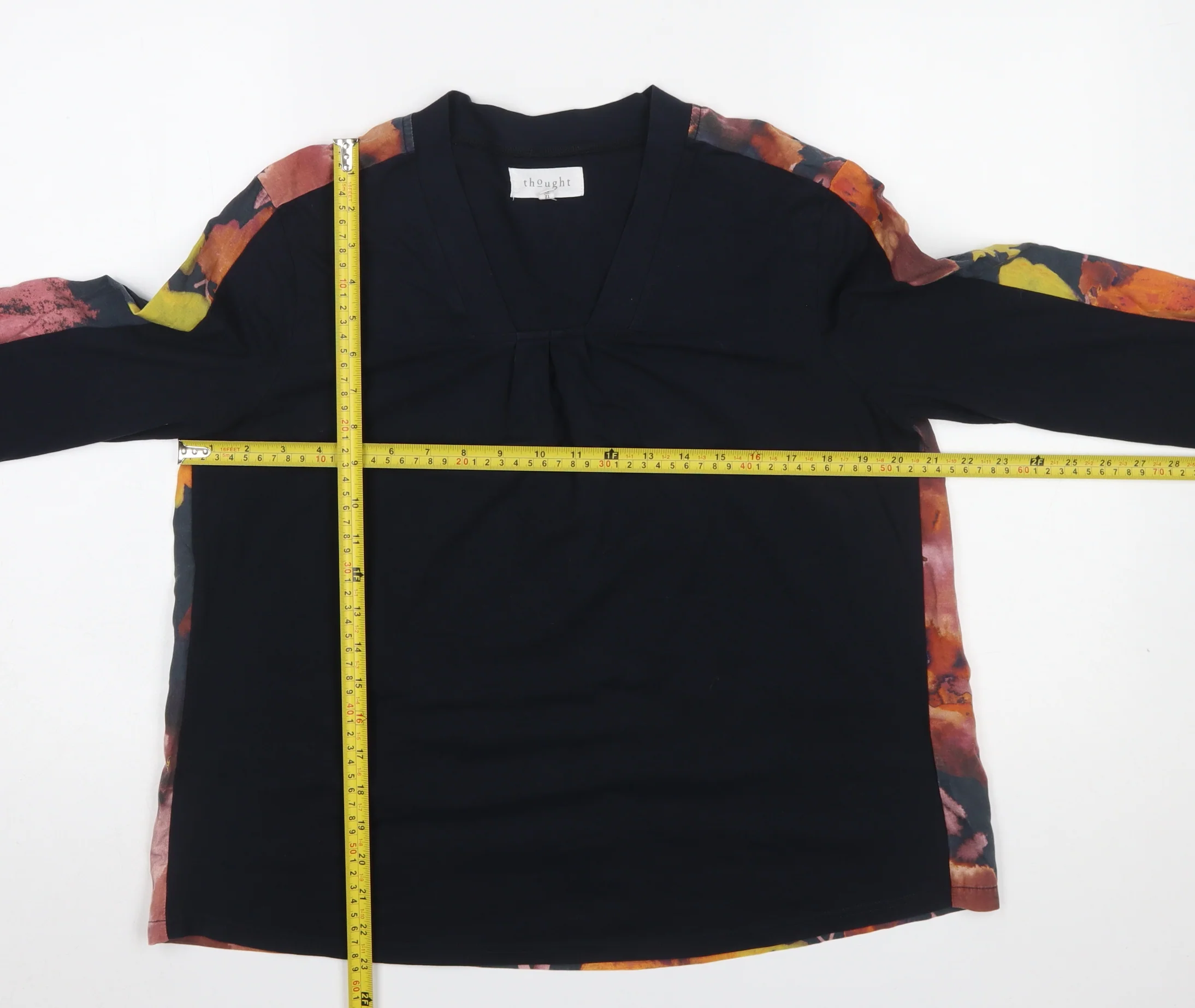 Thought Womens Multicoloured Tunic Blouse Size 12 V-Neck 3/4 Sleeve - Image 2